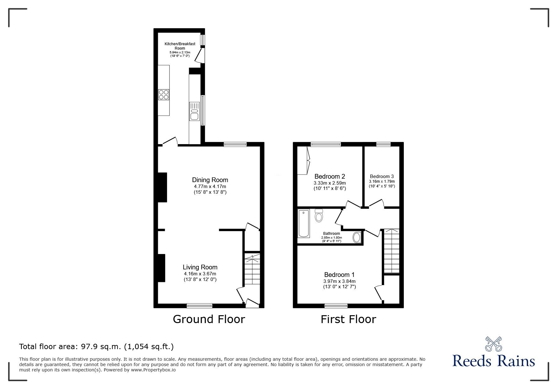 Floorplan of 3 bedroom Mid Terrace House for sale, Kitswell Road, Lanchester, Durham, DH7