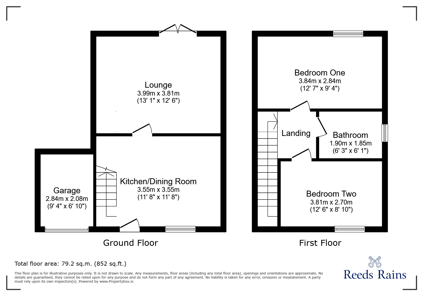 Floorplan of 2 bedroom Semi Detached House for sale, Dere Park, Leadgate, Durham, DH8