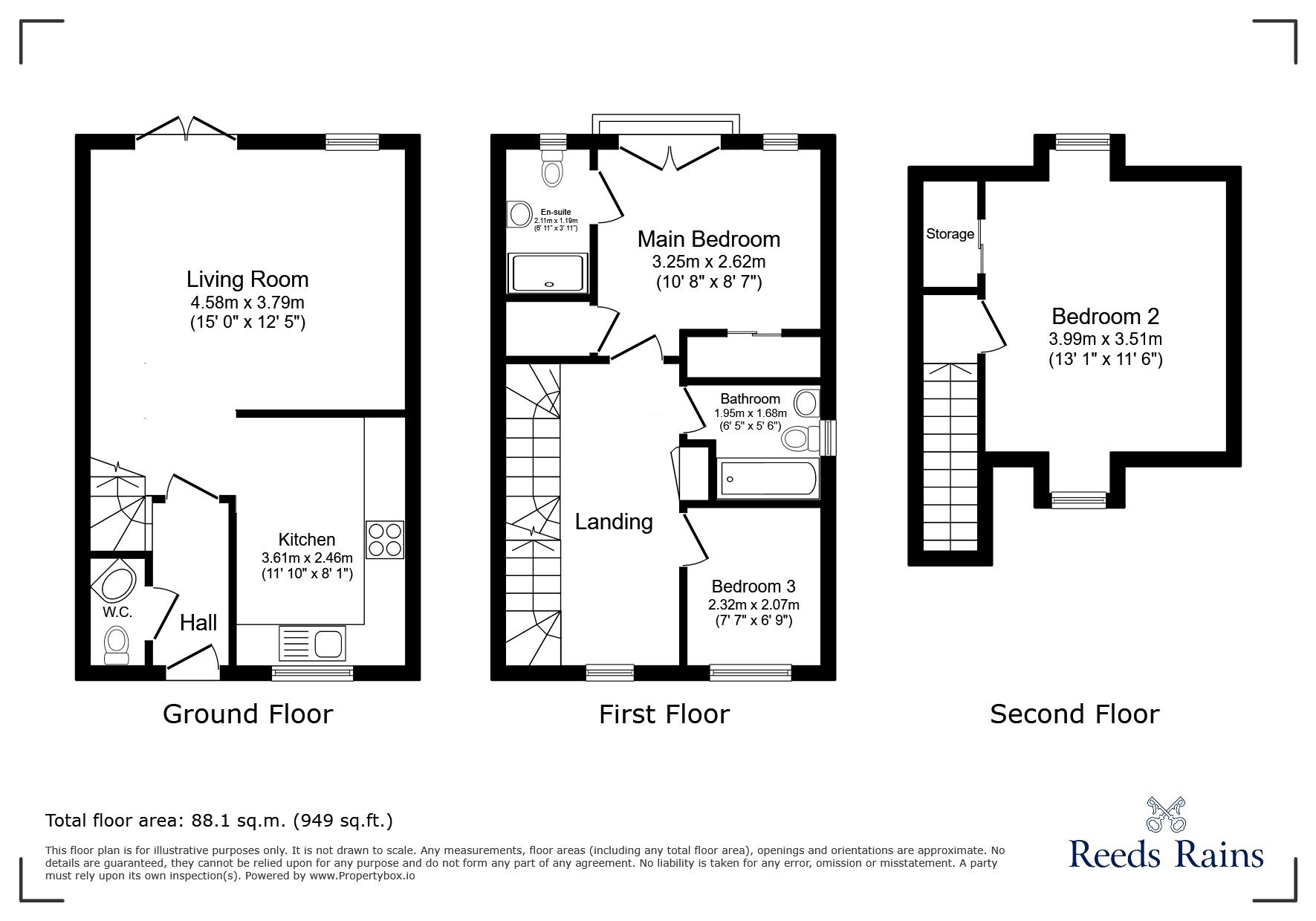Floorplan of 3 bedroom Detached House for sale, Deepdale Drive, Consett, Durham, DH8