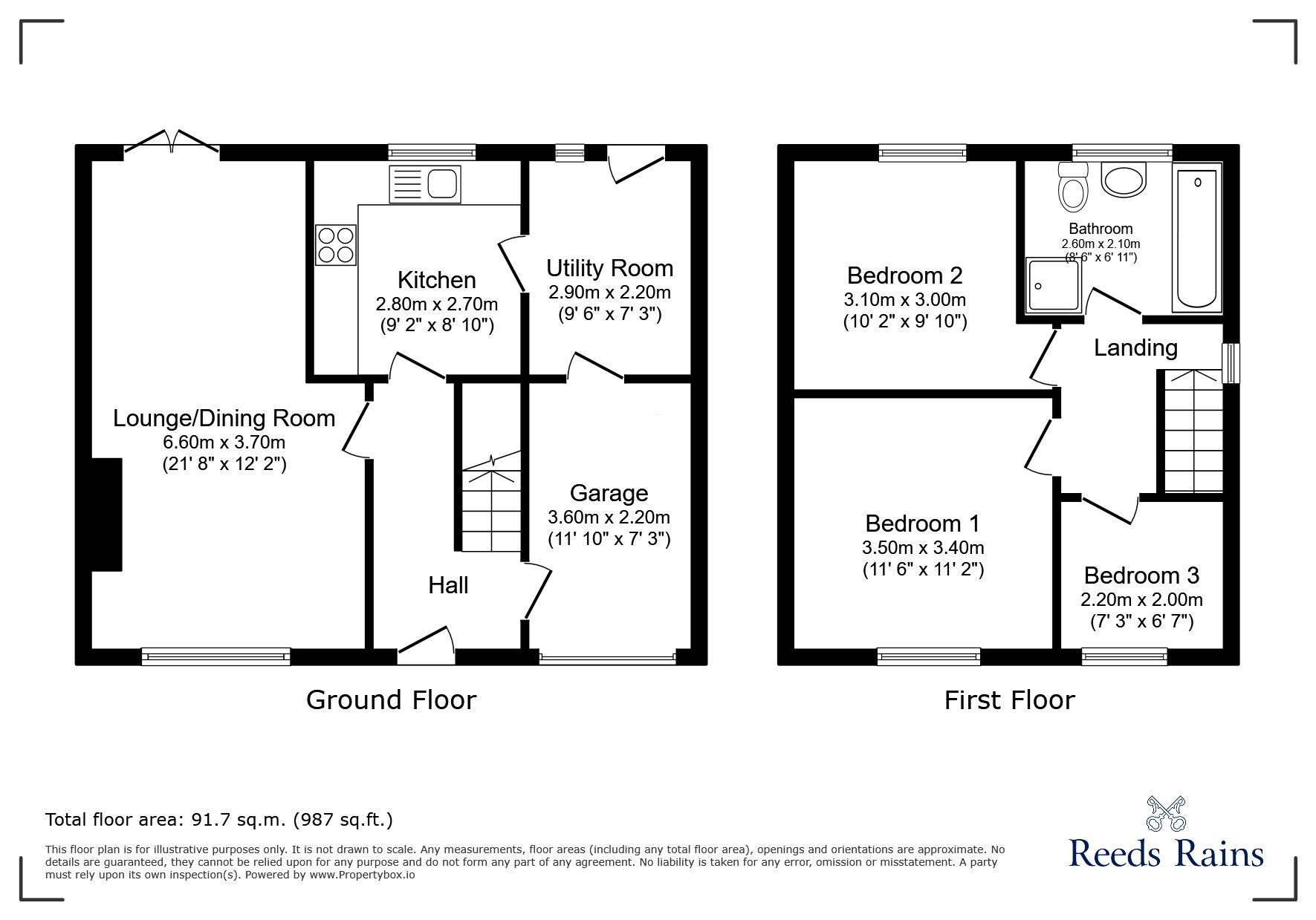 Floorplan of 3 bedroom Semi Detached House for sale, Hillgarth, Consett, Durham, DH8