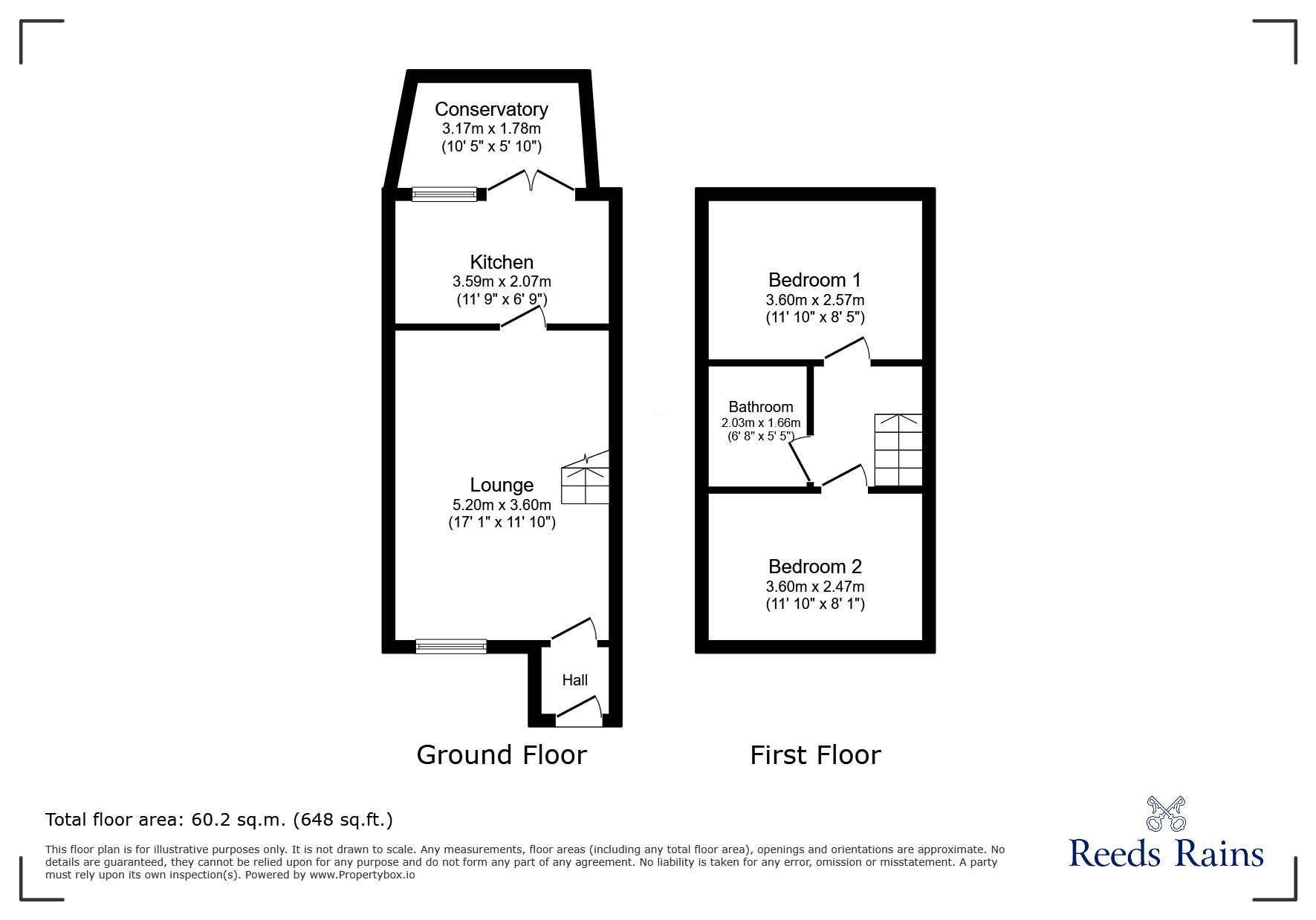 Floorplan of 2 bedroom Semi Detached House for sale, Romany Drive, Consett, Durham, DH8