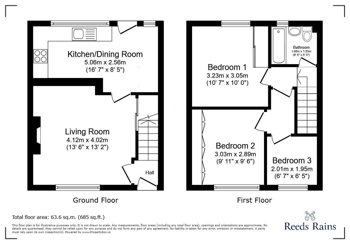 Floorplan of 3 bedroom Mid Terrace House for sale, Newlands, Consett, Durham, DH8