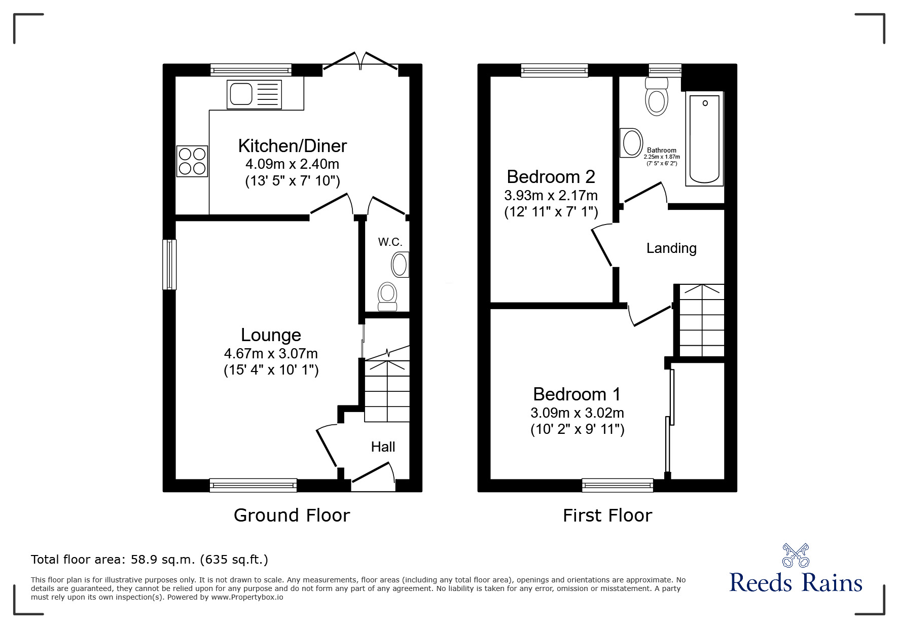 Floorplan of 2 bedroom Semi Detached House for sale, Victory Close, Consett, Durham, DH8