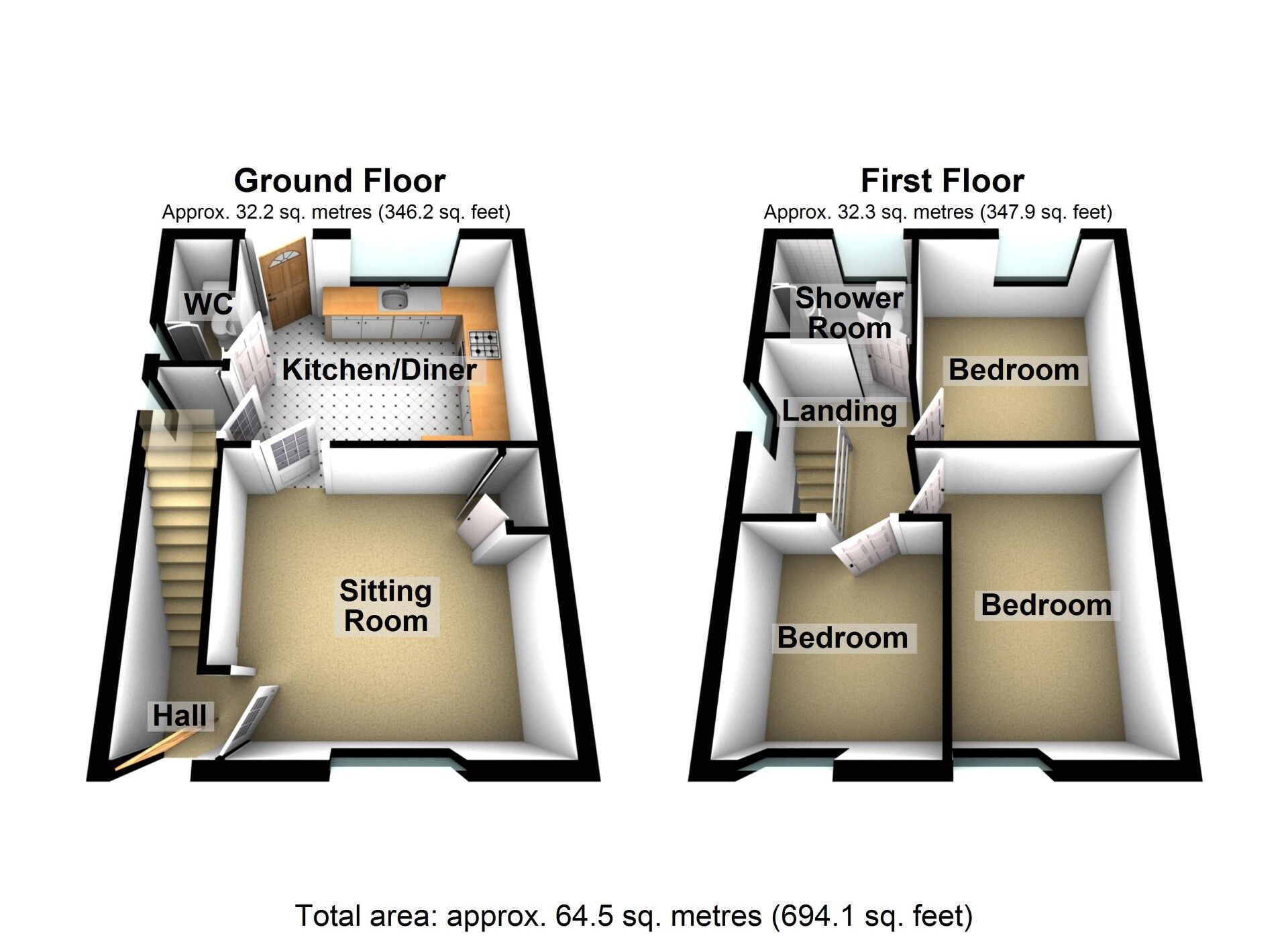 Floorplan of 3 bedroom End Terrace House for sale, The Moorfield, Stoke Aldermoor, Coventry, CV3