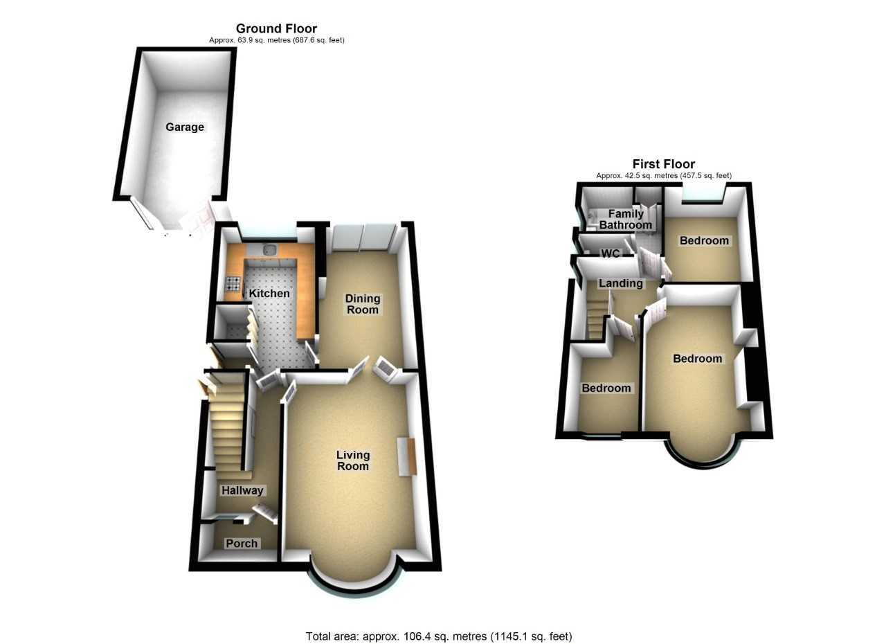 Floorplan of 3 bedroom Semi Detached House for sale, Frankton Avenue, Styvechale, Coventry, CV3