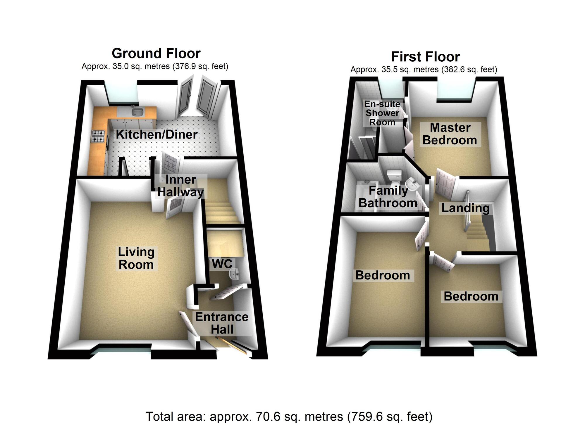 Floorplan of 3 bedroom End Terrace House for sale, Sunbeam Way, New Stoke Village, Coventry, CV3