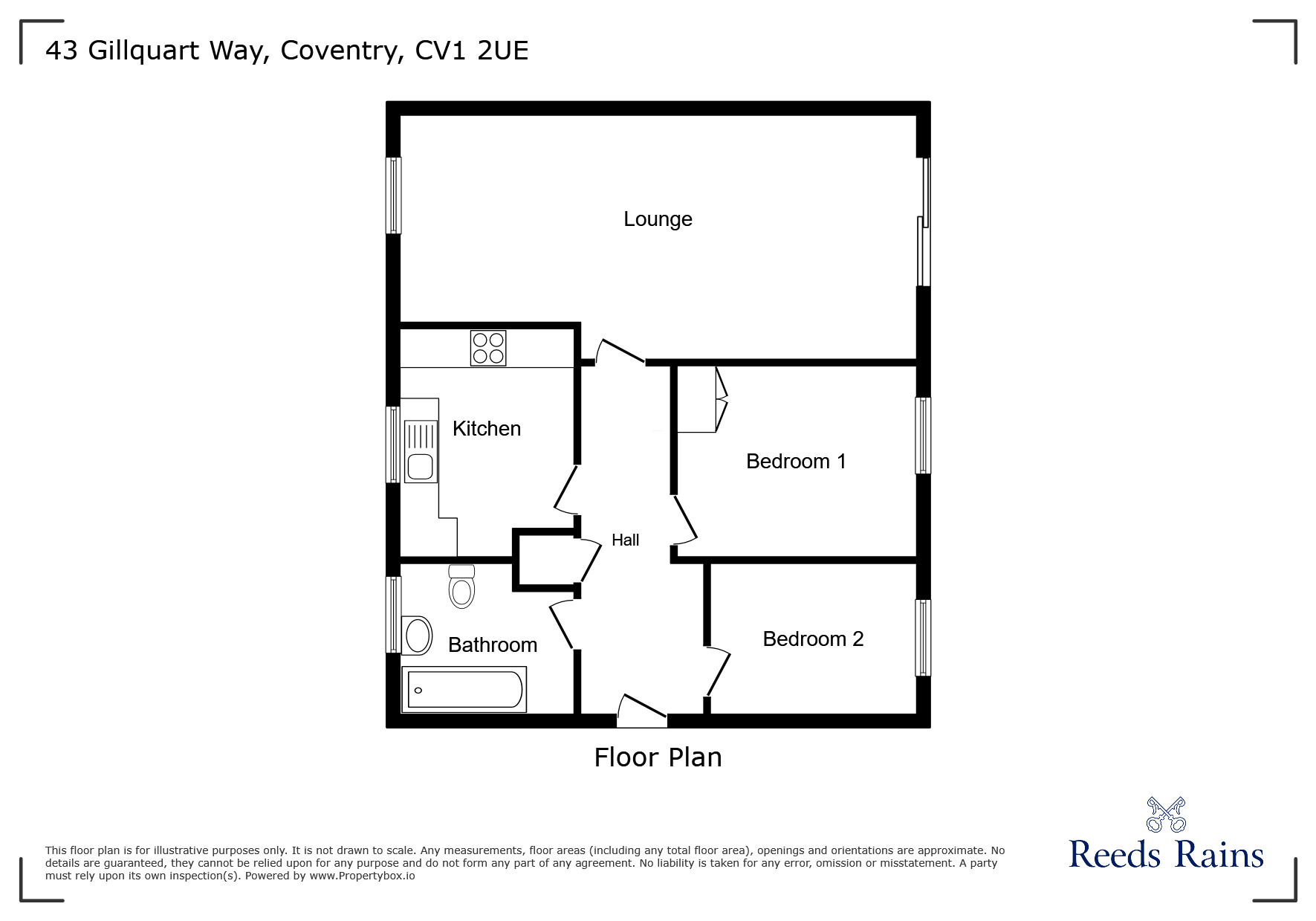 Floorplan of 2 bedroom Flat for sale, Gillquart Way, Parkside, Coventry, CV1