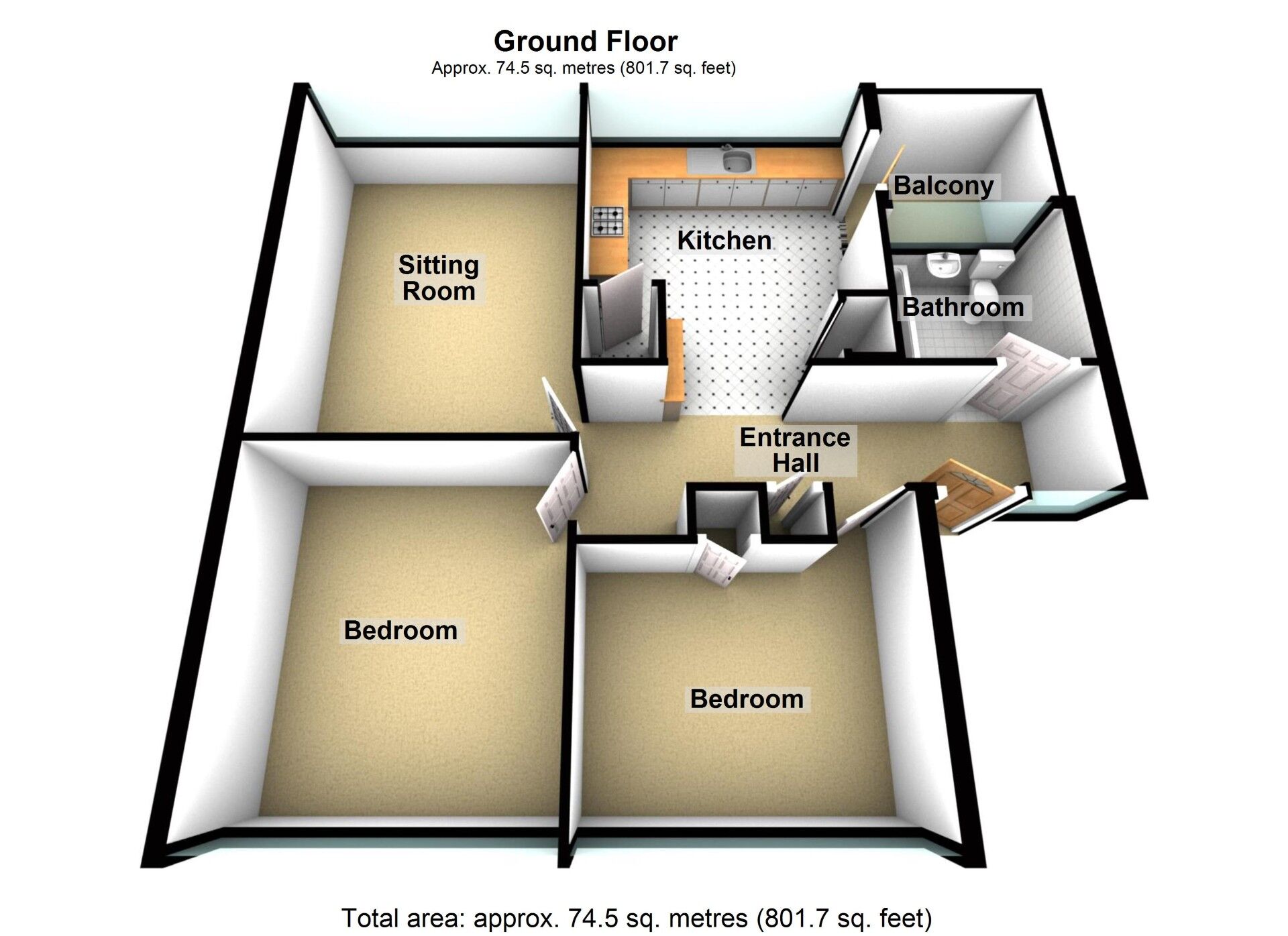Floorplan of 2 bedroom  Flat for sale, Kenilworth Court, Asthill Grove, Coventry, CV3