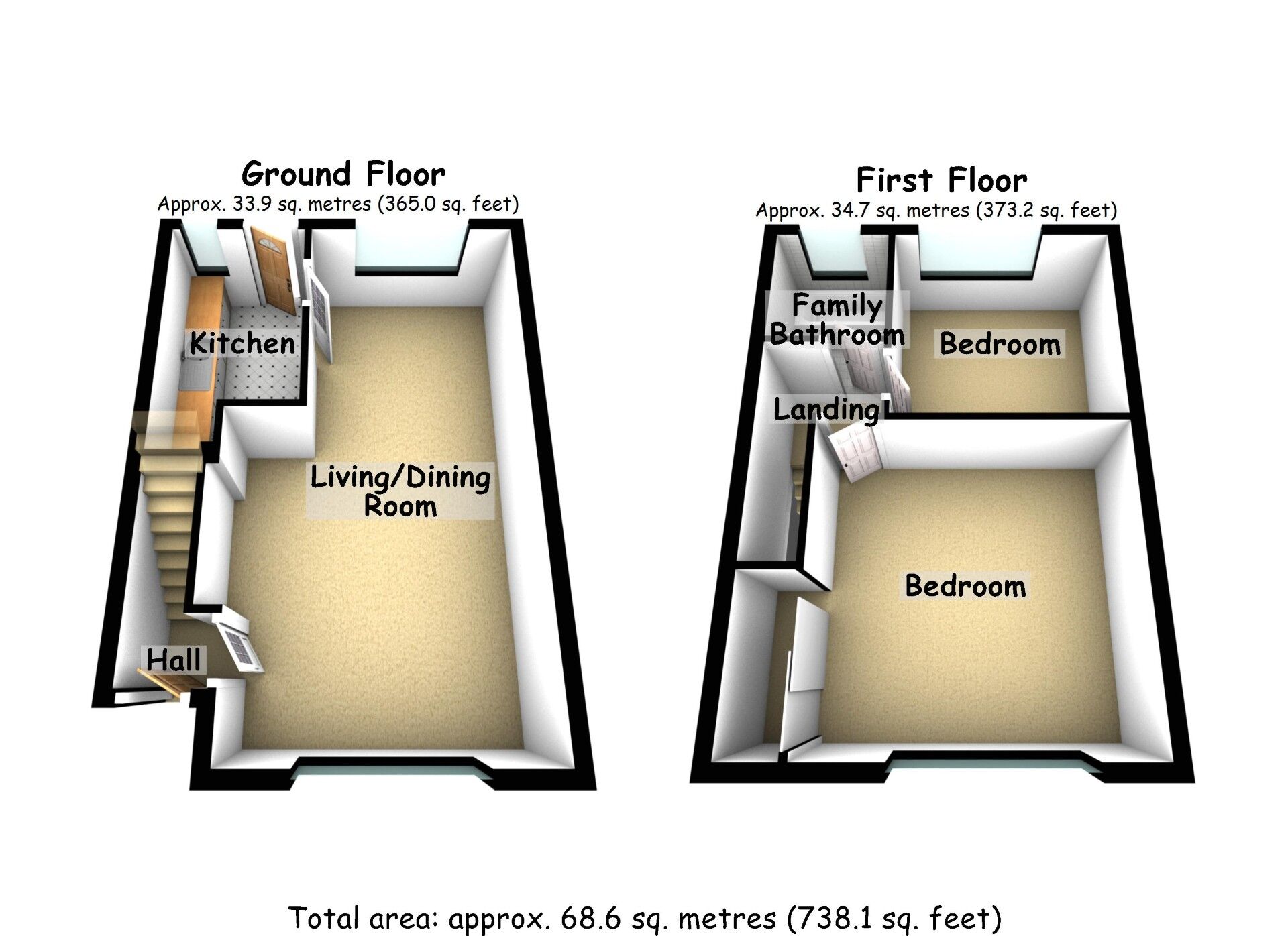 Floorplan of 2 bedroom End Terrace House for sale, Hen Lane, Holbrooks, Coventry, CV6