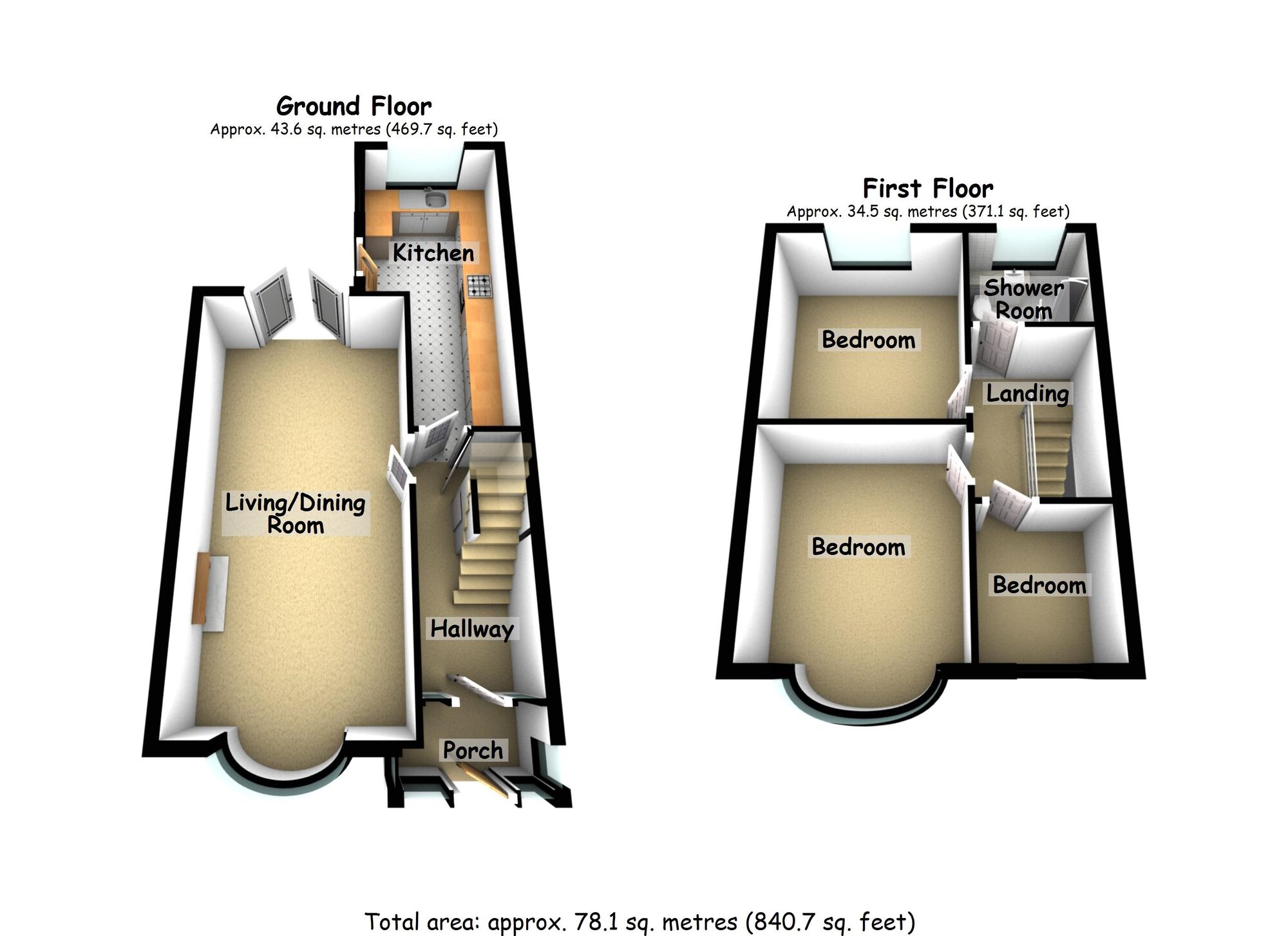 Floorplan of 3 bedroom End Terrace House for sale, Woodway Lane, Walsgrave, Coventry, CV2