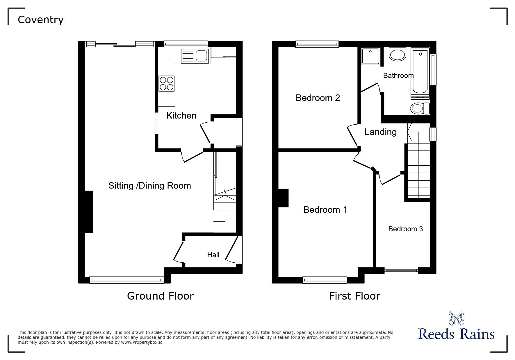 Floorplan of 3 bedroom Semi Detached House for sale, Wiltshire Close, Mount Nod, Coventry, CV5