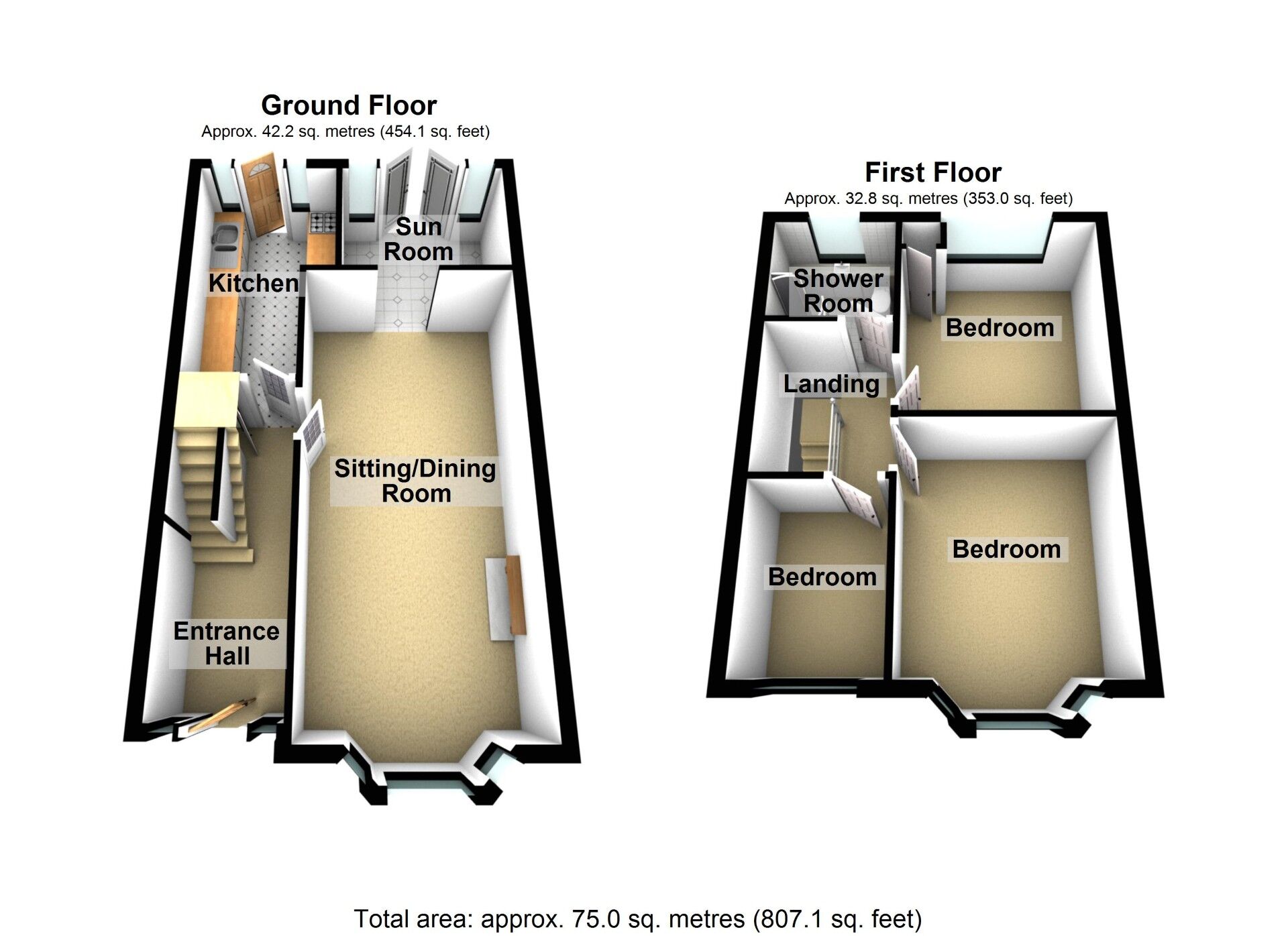 Floorplan of 3 bedroom End Terrace House for sale, Beanfield Avenue, Finham, Coventry, CV3