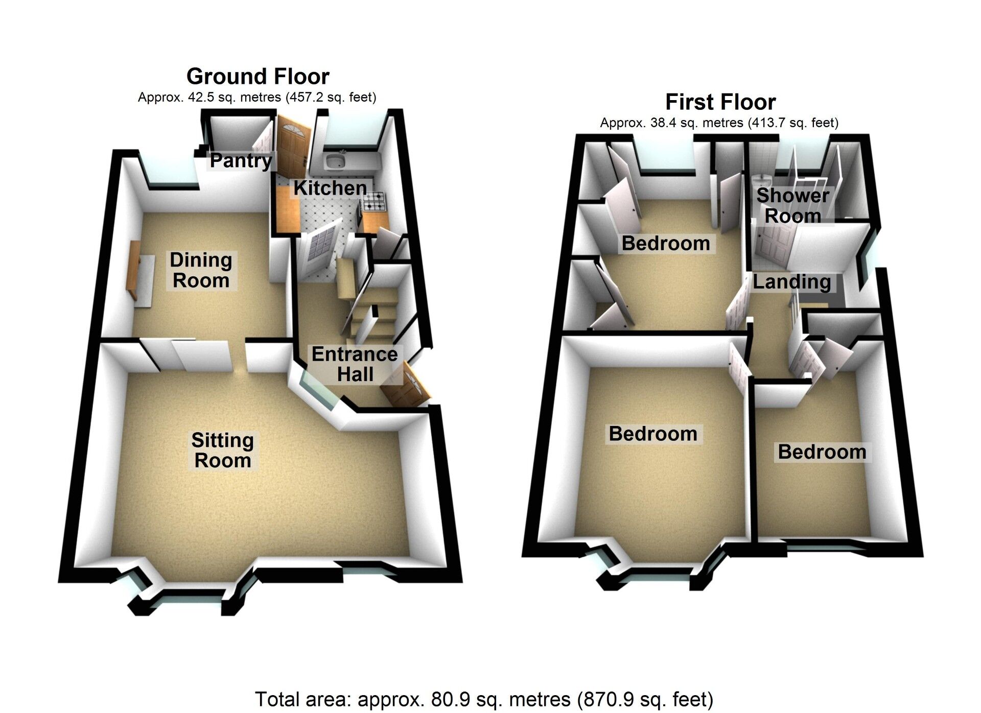 Floorplan of 3 bedroom Semi Detached House for sale, Cheveral Avenue, Radford, Coventry, CV6