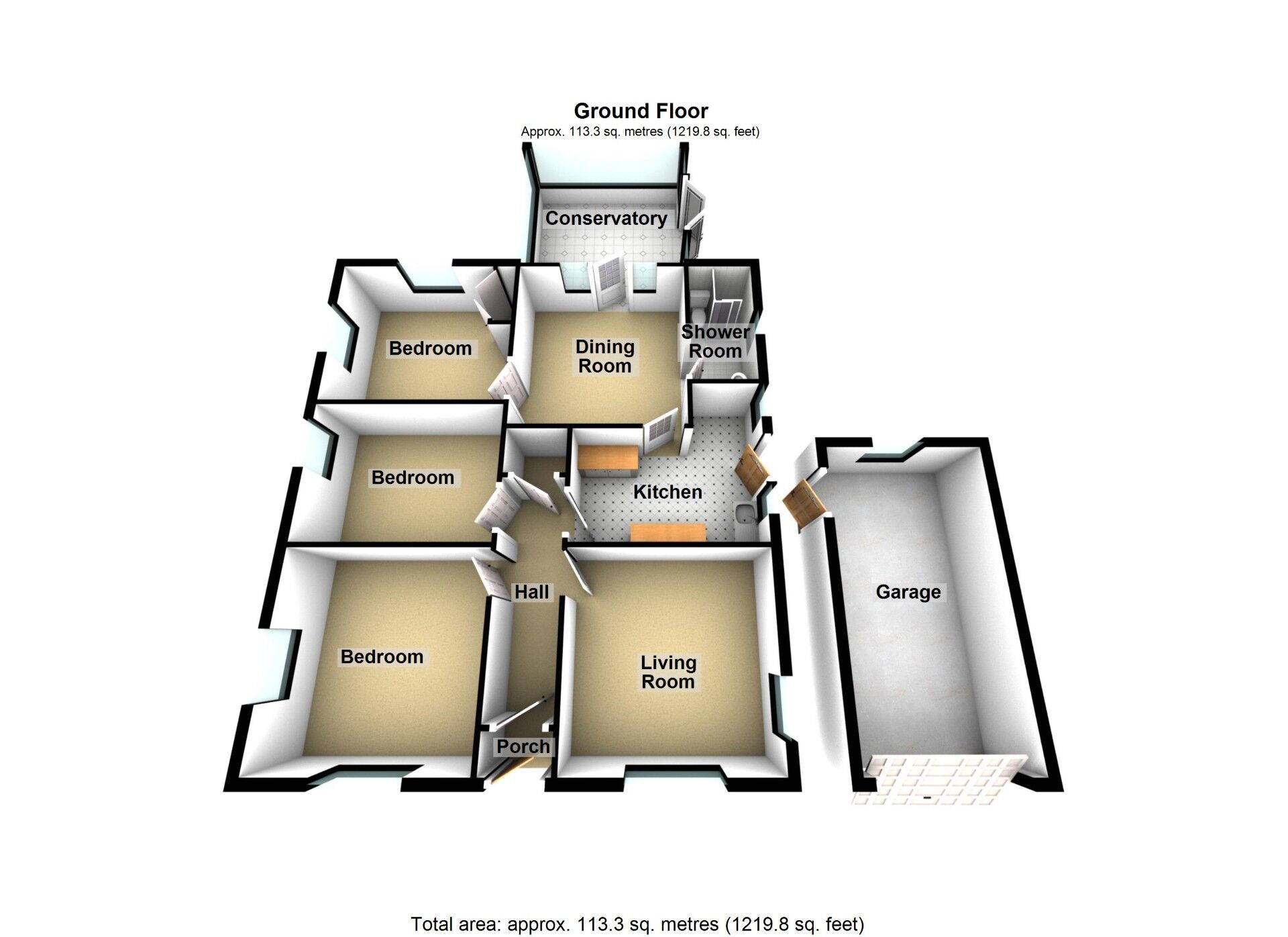 Floorplan of 3 bedroom Detached Bungalow for sale, Monks Road, Binley Woods, Warwickshire, CV3