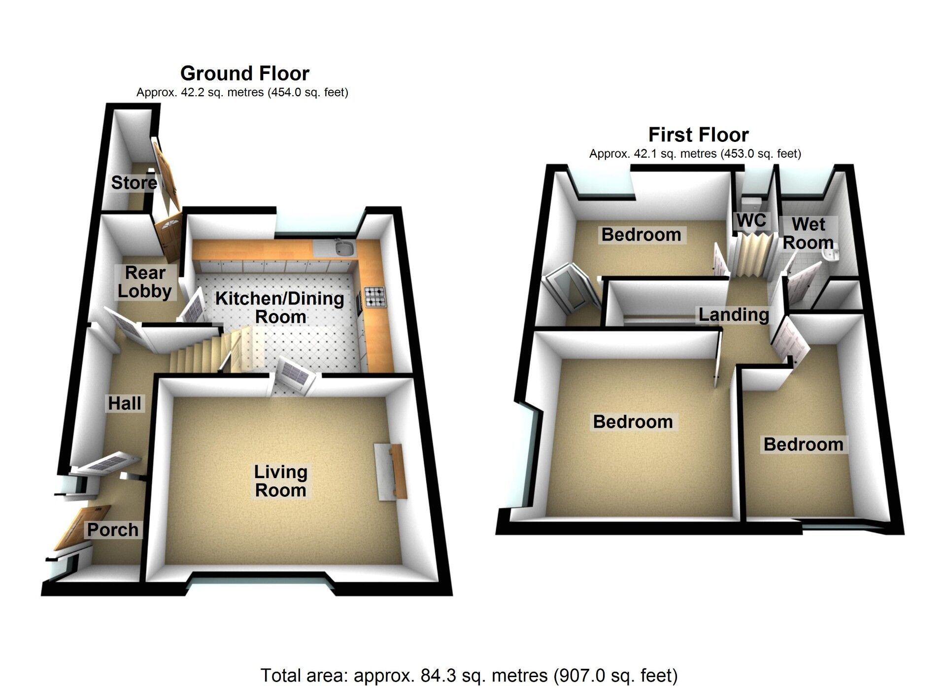 Floorplan of 3 bedroom End Terrace House for sale, The Barley Lea, Stoke Aldermoor, Coventry, CV3