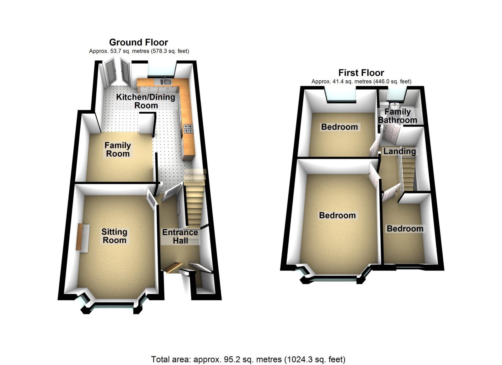 Floorplan of 3 bedroom Mid Terrace House for sale, Marriott Road, Coundon, Coventry, CV6