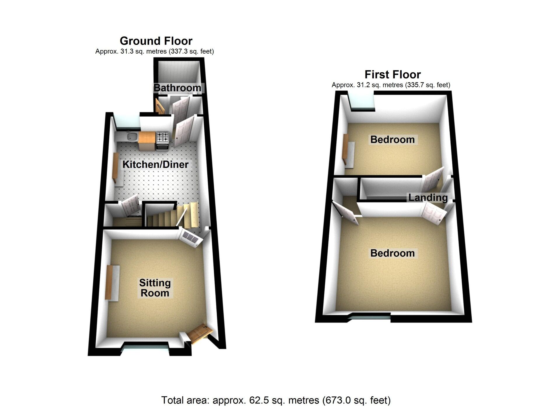 Floorplan of 2 bedroom Mid Terrace House for sale, Blythe Road, Coventry, West Midlands, CV1
