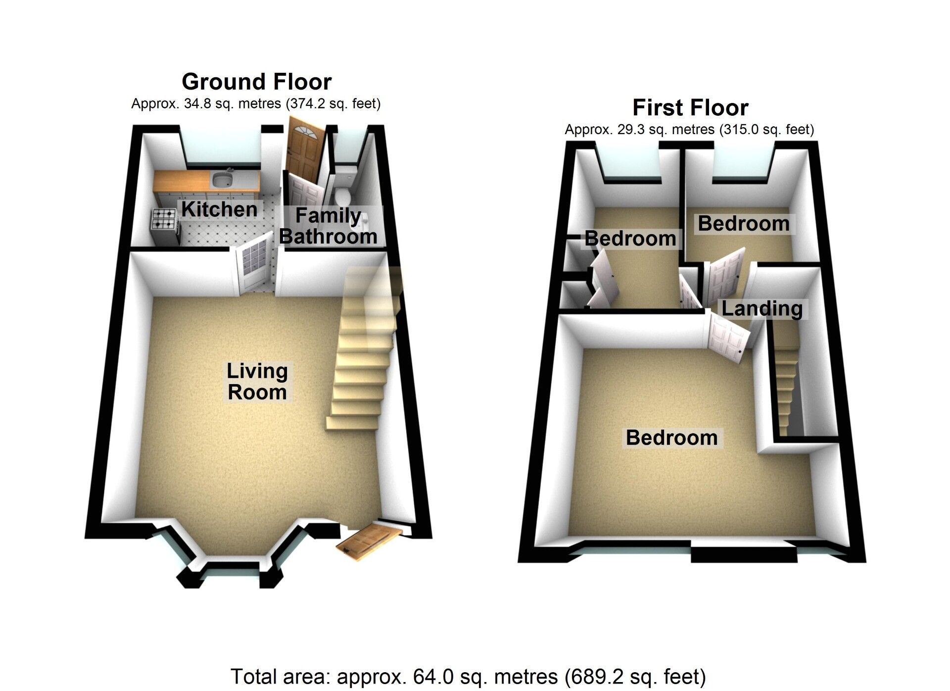 Floorplan of 3 bedroom End Terrace House for sale, Charles Street, Gun Hill, Coventry, CV7