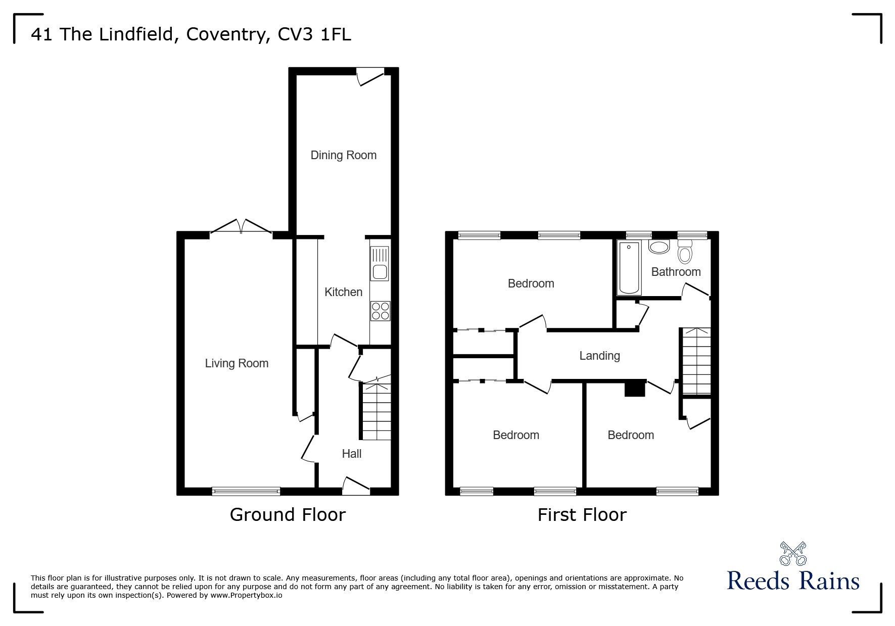Floorplan of 3 bedroom Mid Terrace House for sale, The Lindfield, Stoke Aldermoor, Coventry, CV3