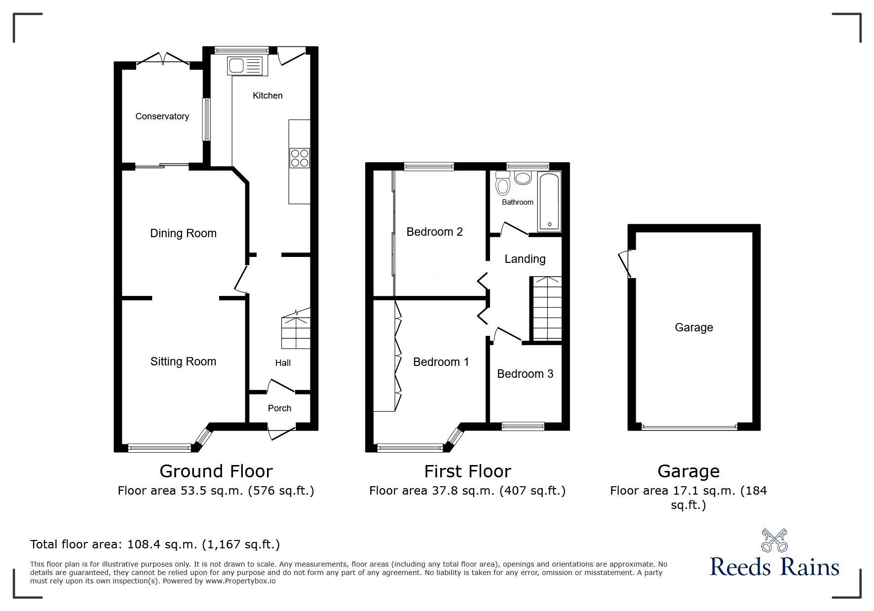 Floorplan of 3 bedroom Mid Terrace House for sale, Potters Green Road, Walsgrave, West Midlands, CV2