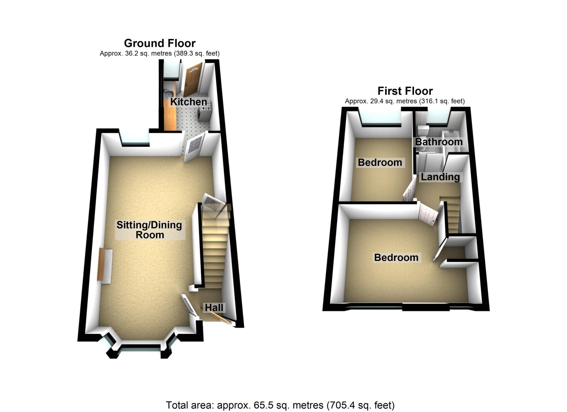 Floorplan of 2 bedroom End Terrace House for sale, Hartland Avenue, Wyken, Coventry, CV2