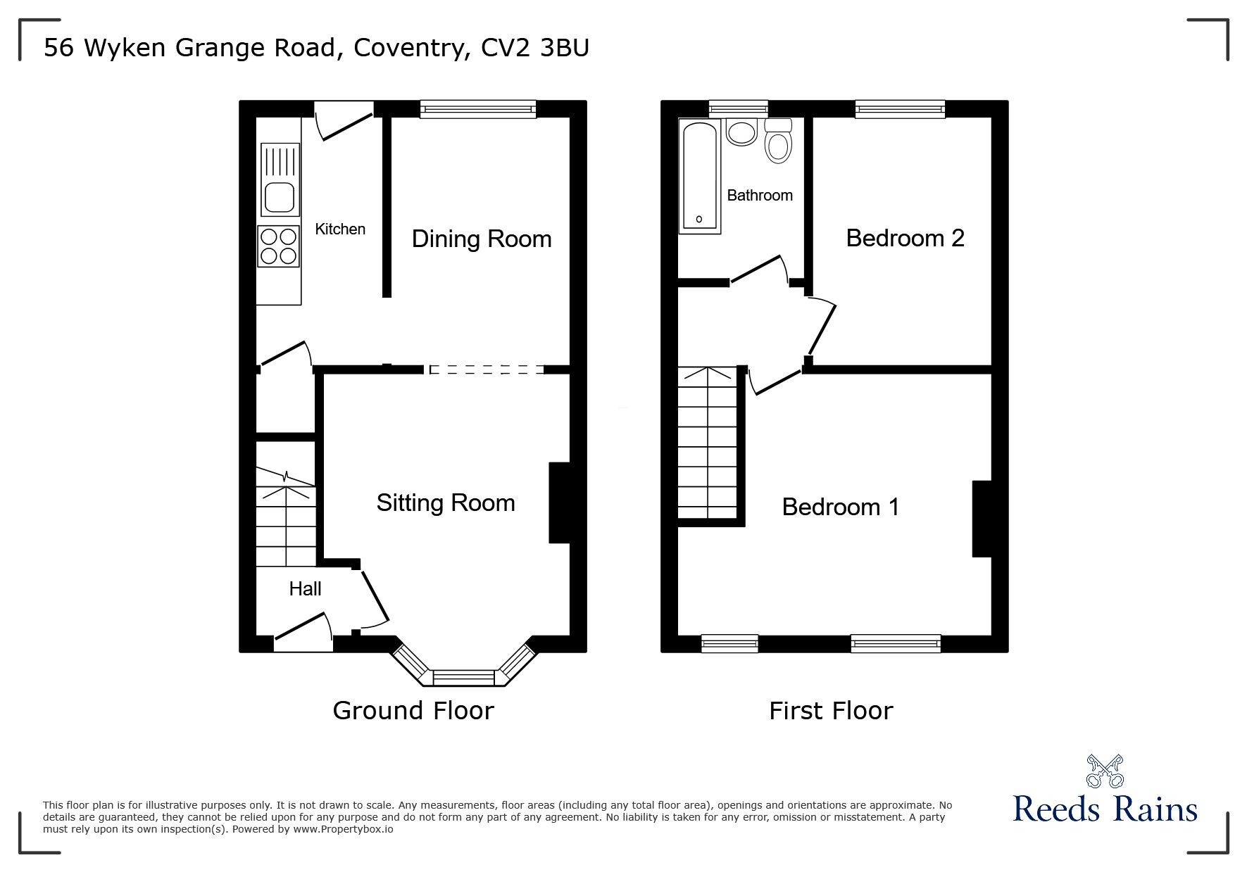 Floorplan of 2 bedroom Mid Terrace House for sale, Wyken Grange Road, Wyken, Coventry, CV2