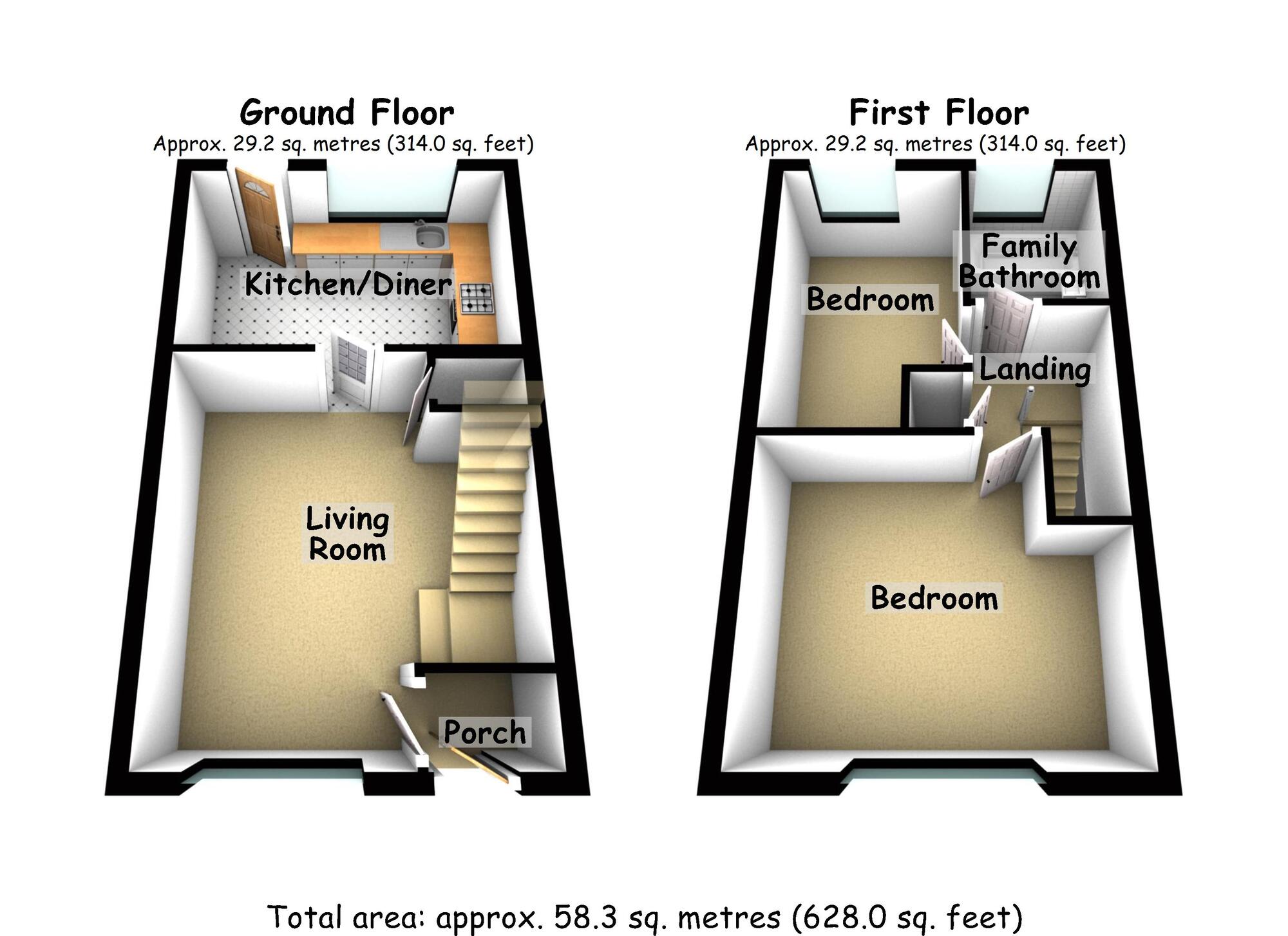 Floorplan of 2 bedroom Mid Terrace House for sale, Horse Shoe Road, Longford, Coventry, CV6