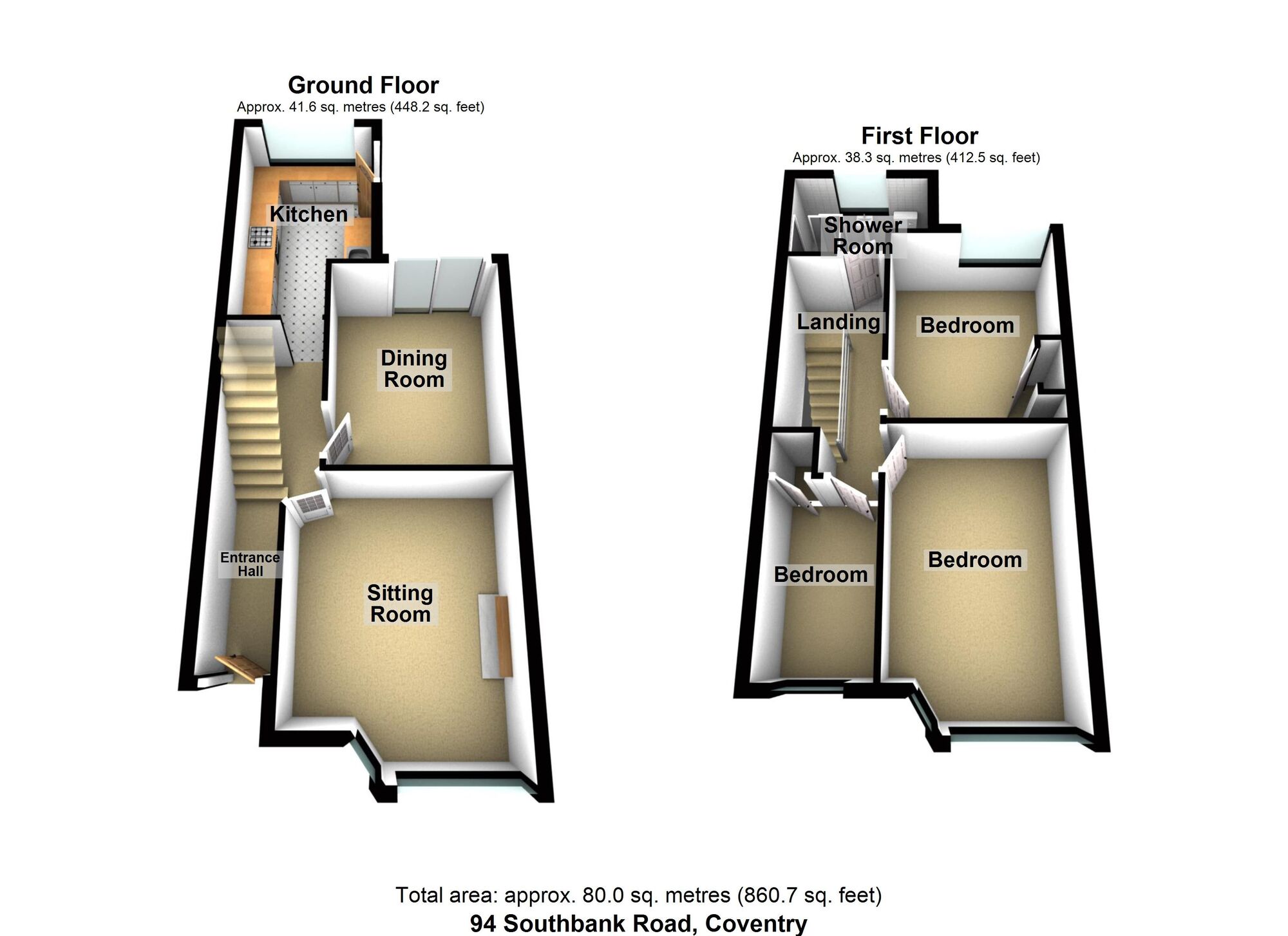 Floorplan of 3 bedroom Mid Terrace House for sale, Southbank Road, Coundon, Coventry, CV6