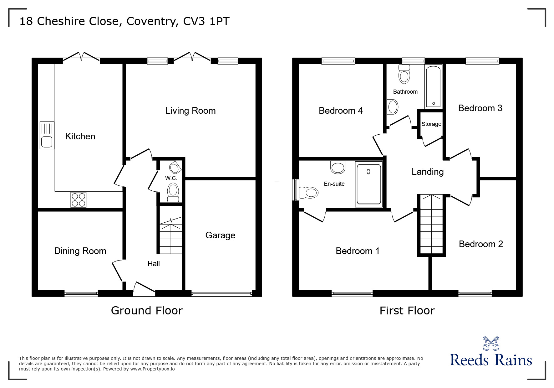 Floorplan of 4 bedroom Detached House for sale, Cheshire Close, Coventry, West Midlands, CV3