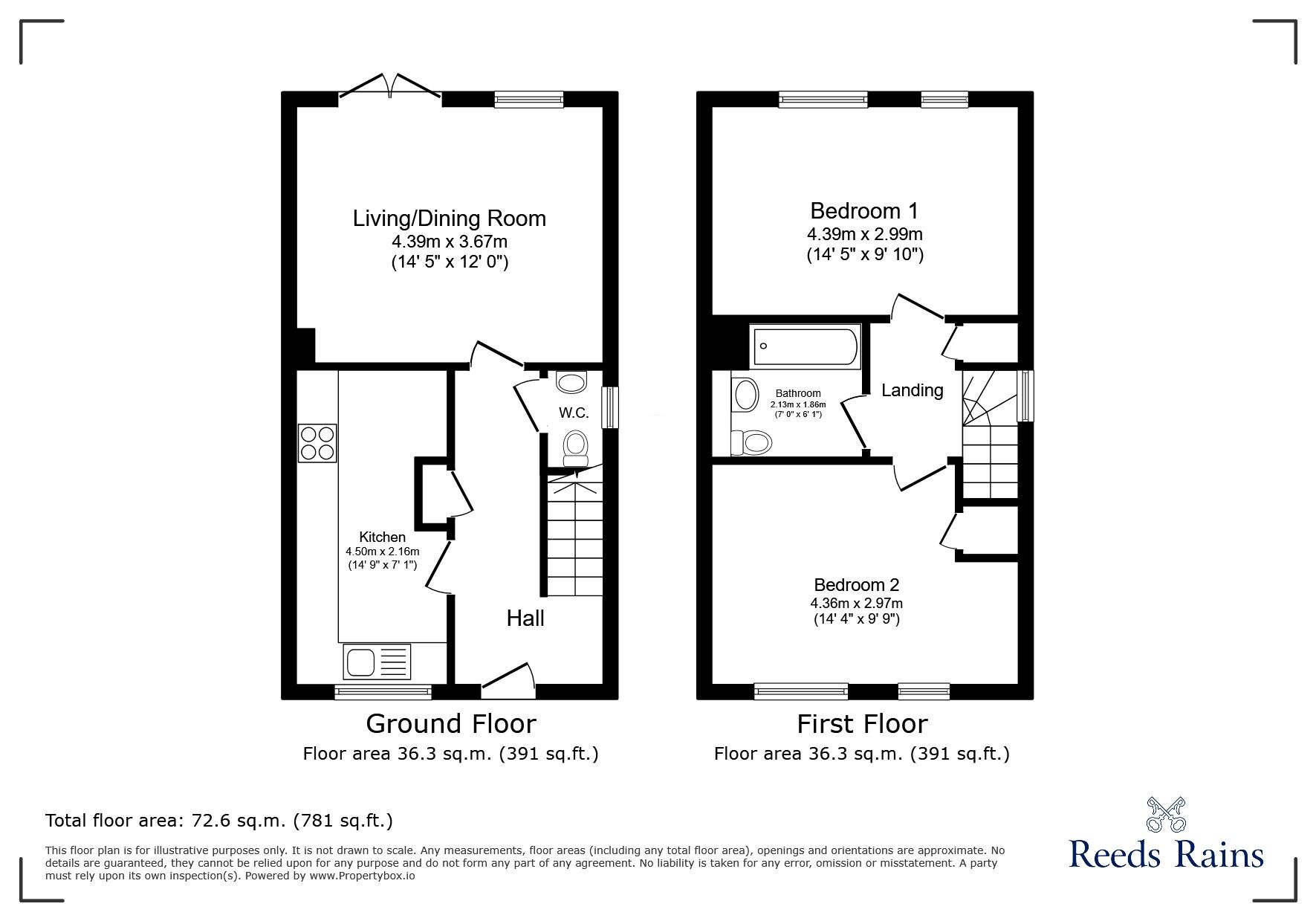 Floorplan of 2 bedroom Semi Detached House for sale, Oakwood Avenue, Willenhall, Coventry, CV3