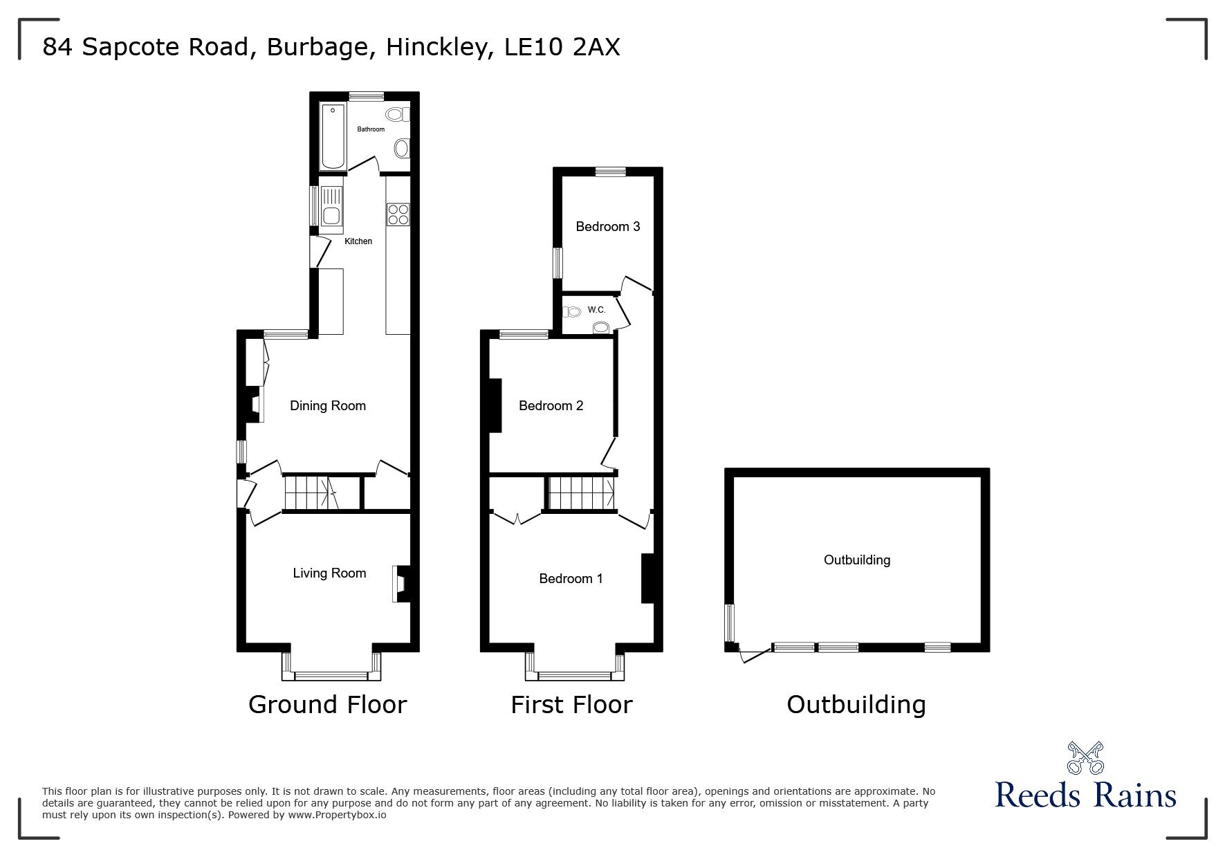 Floorplan of 3 bedroom Semi Detached House for sale, Sapcote Road, Burbage, Leicestershire, LE10