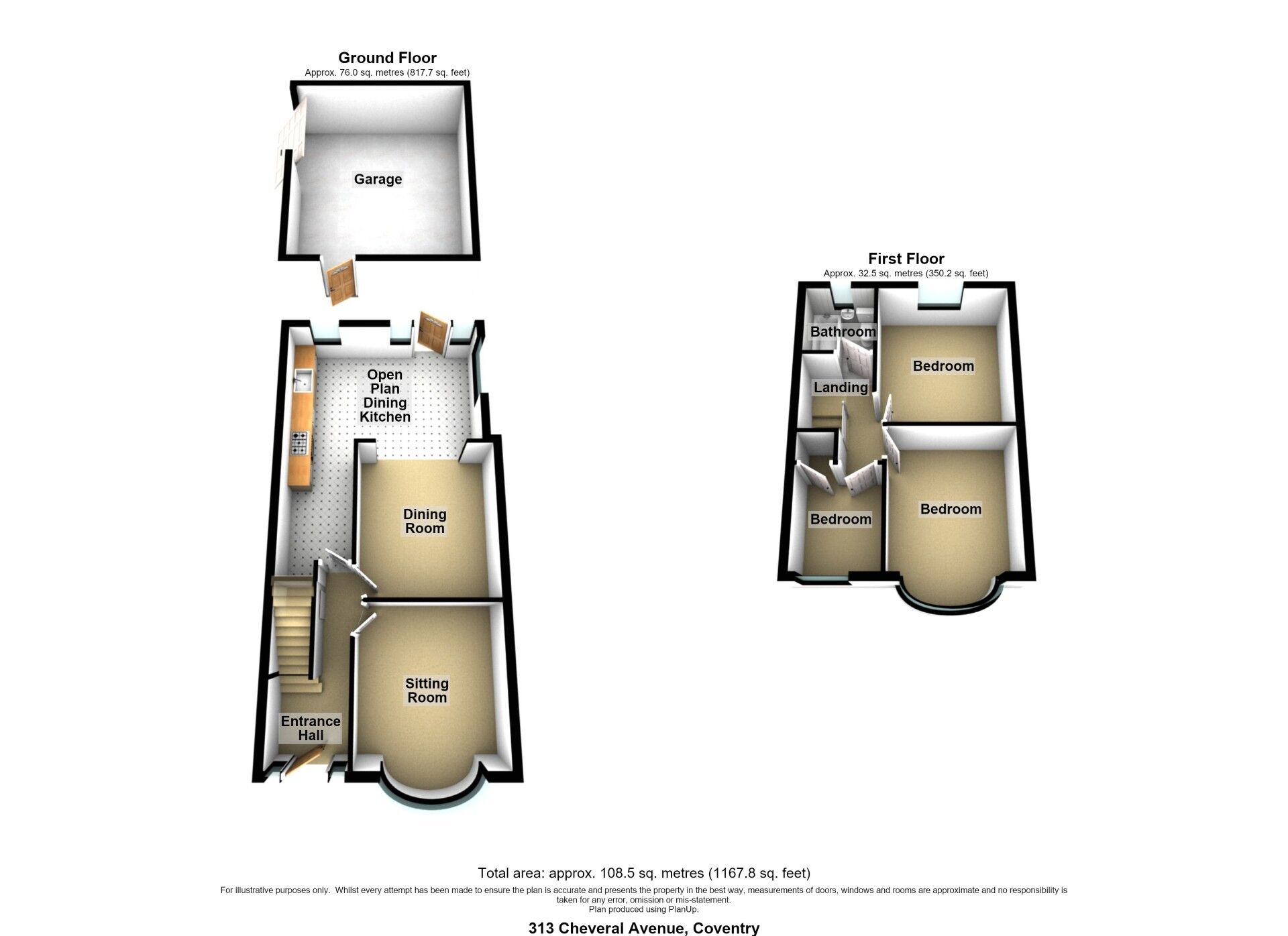 Floorplan of 3 bedroom Mid Terrace House for sale, Cheveral Avenue, Radford, Coventry, CV6
