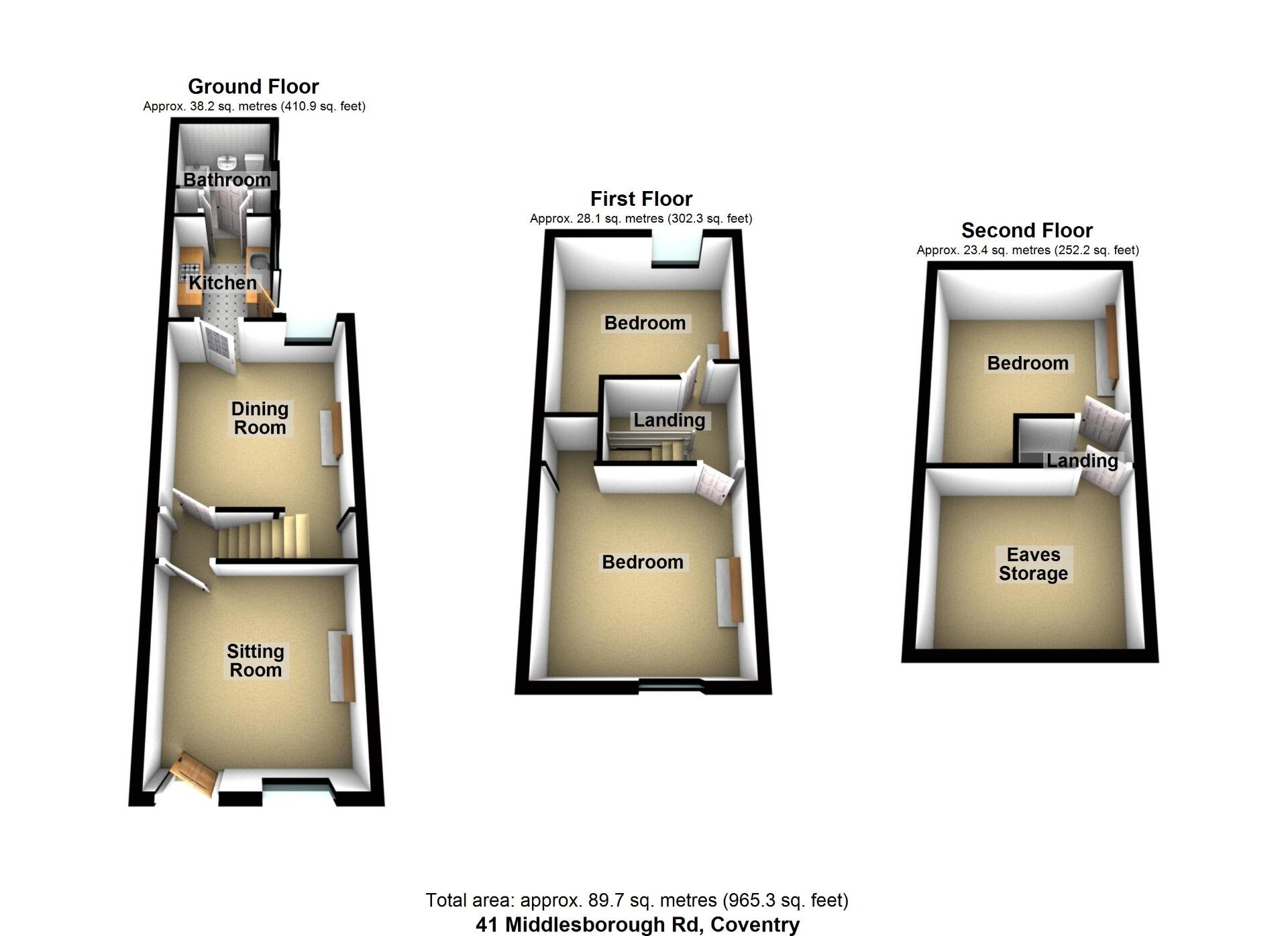 Floorplan of 3 bedroom Mid Terrace House for sale, Middleborough Road, Coundon, Coventry, CV1