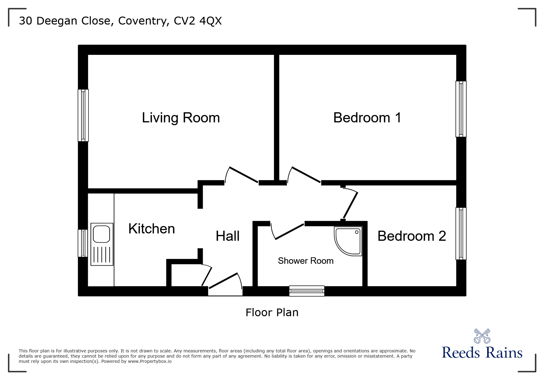 Floorplan of 2 bedroom Flat for sale, Deegan Close, Lower Stoke, Coventry, CV2
