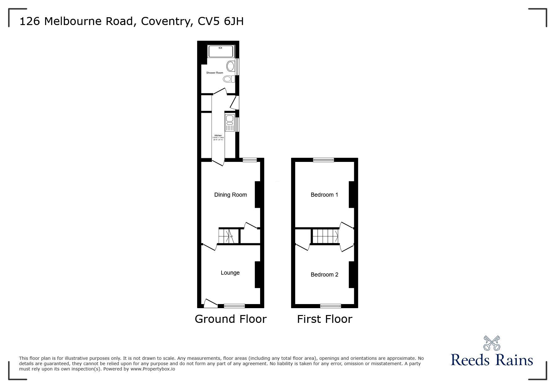 Floorplan of 2 bedroom Mid Terrace House to rent, Melbourne Road, Coventry, West Midlands, CV5