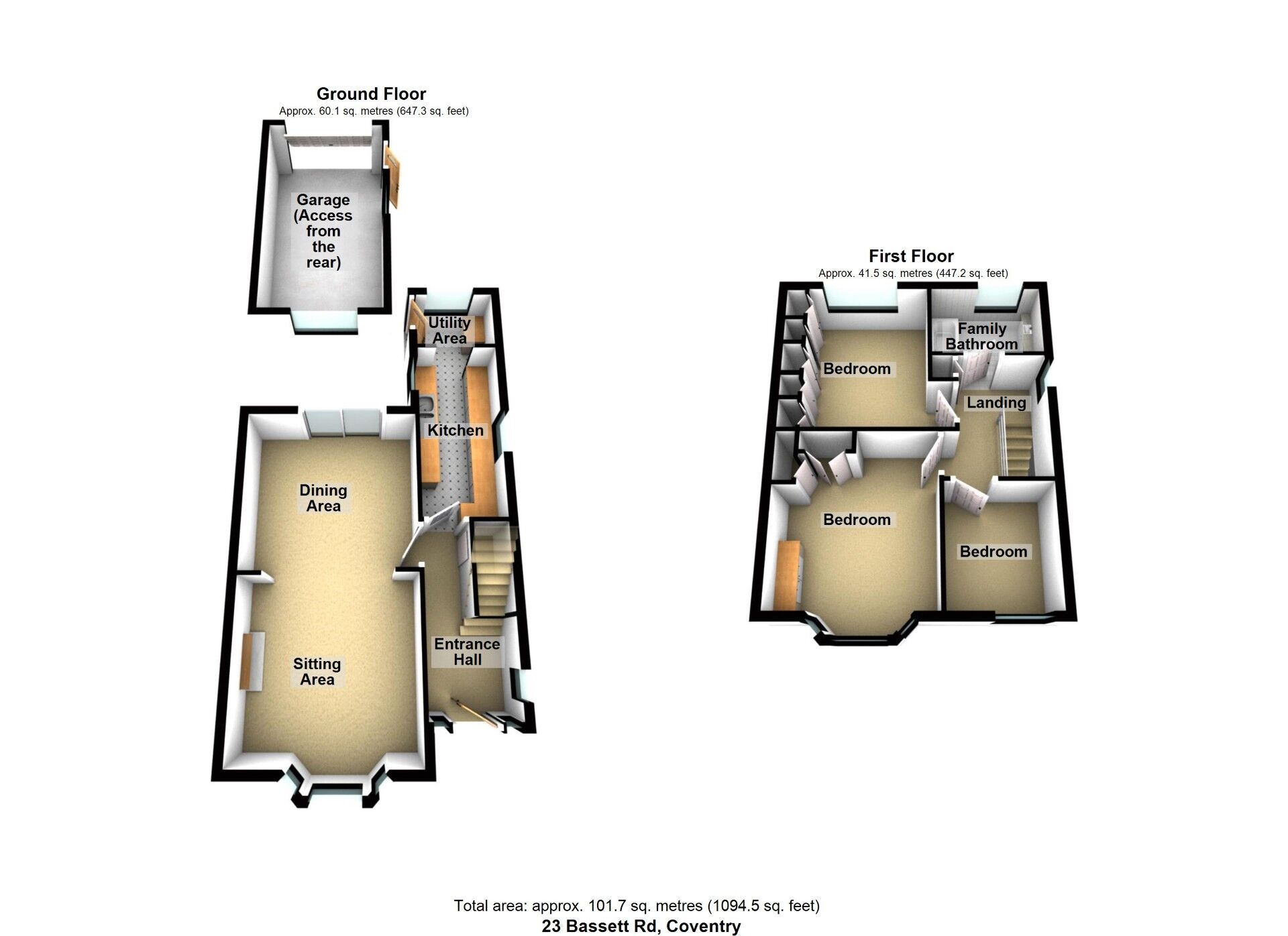 Floorplan of 3 bedroom Semi Detached House for sale, Bassett Road, Coundon, Coventry, CV6