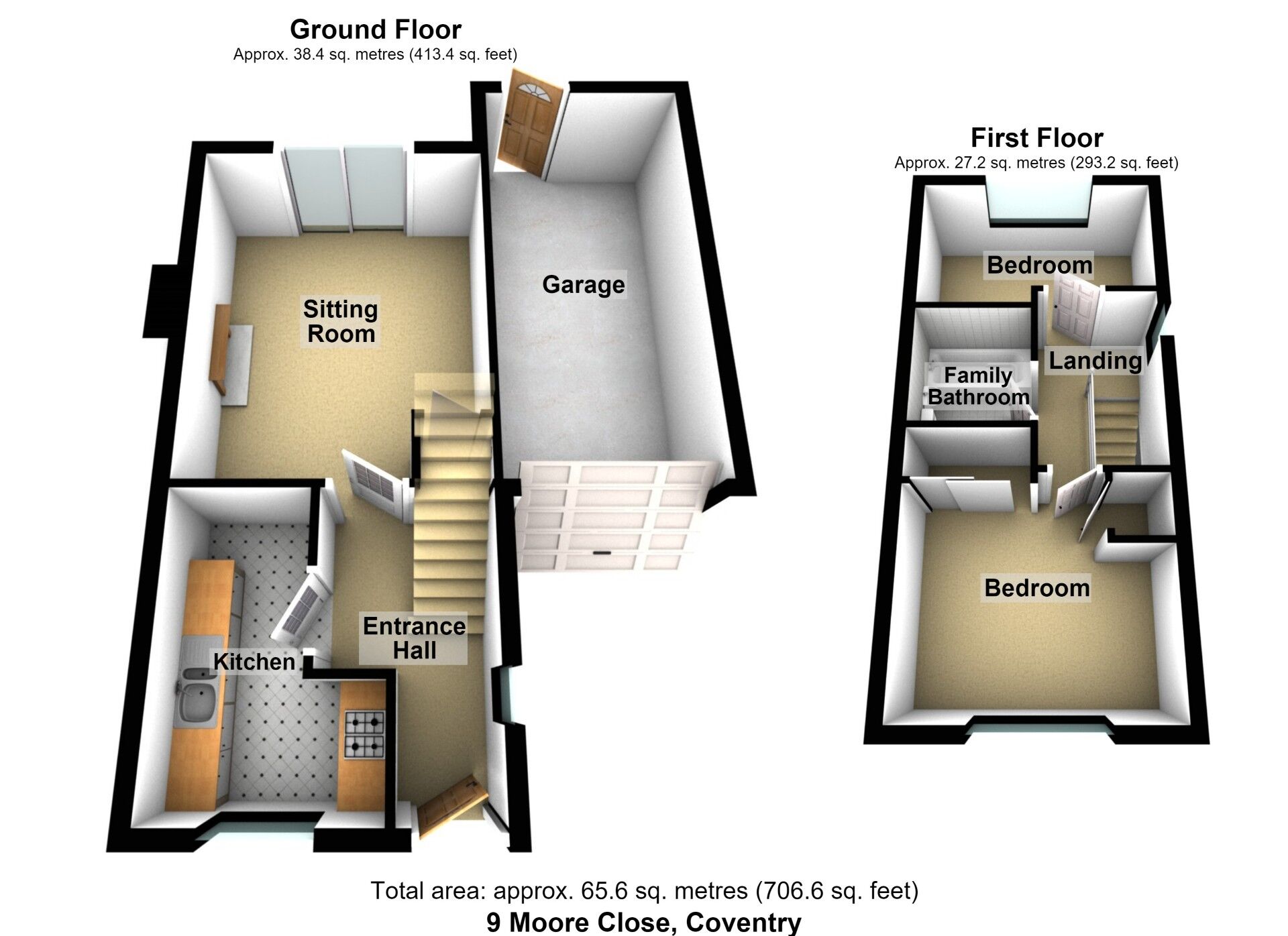 Floorplan of 2 bedroom Semi Detached House for sale, Moore Close, Longford, West Midlands, CV6