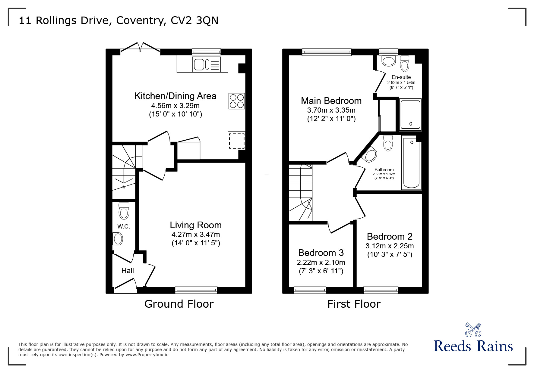 Floorplan of 3 bedroom End Terrace House for sale, Rollings Drive, Wyken, Coventry, CV2