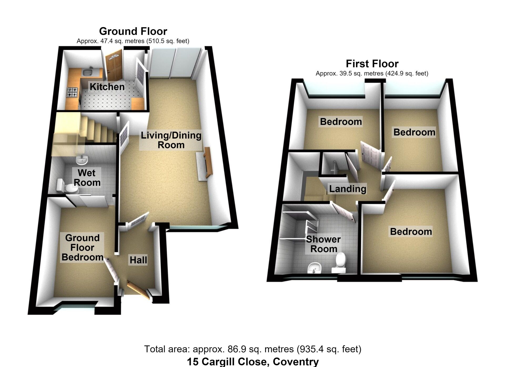 Floorplan of 4 bedroom Semi Detached House for sale, Cargill Close, Longford, Coventry, CV6