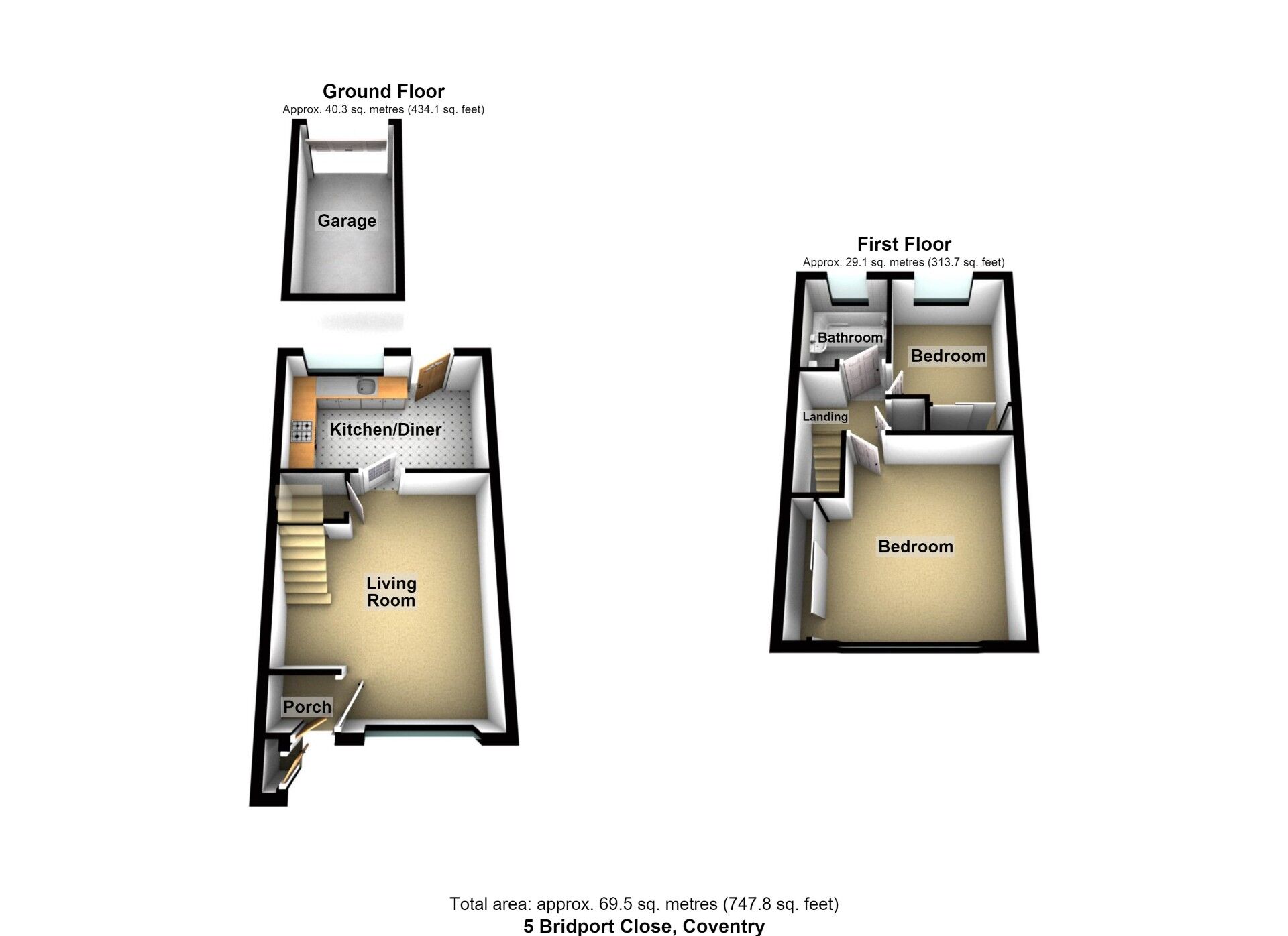 Floorplan of 2 bedroom Mid Terrace House for sale, Bridport Close, Walsgrave, Coventry, CV2