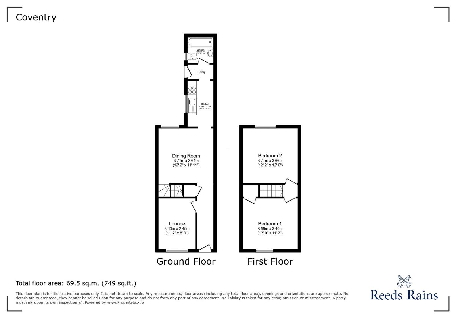 Floorplan of 2 bedroom Mid Terrace House for sale, Nicholls Street, Hillfields, Coventry, CV2