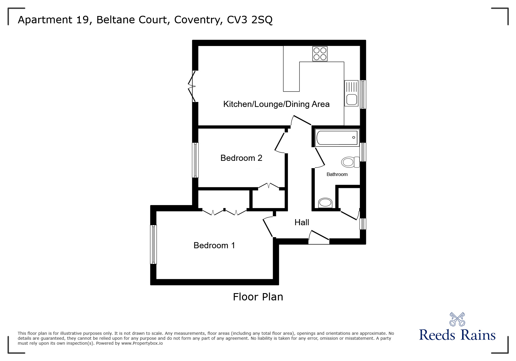 Floorplan of 2 bedroom Flat for sale, Brinklow Road, Binley, Coventry, CV3