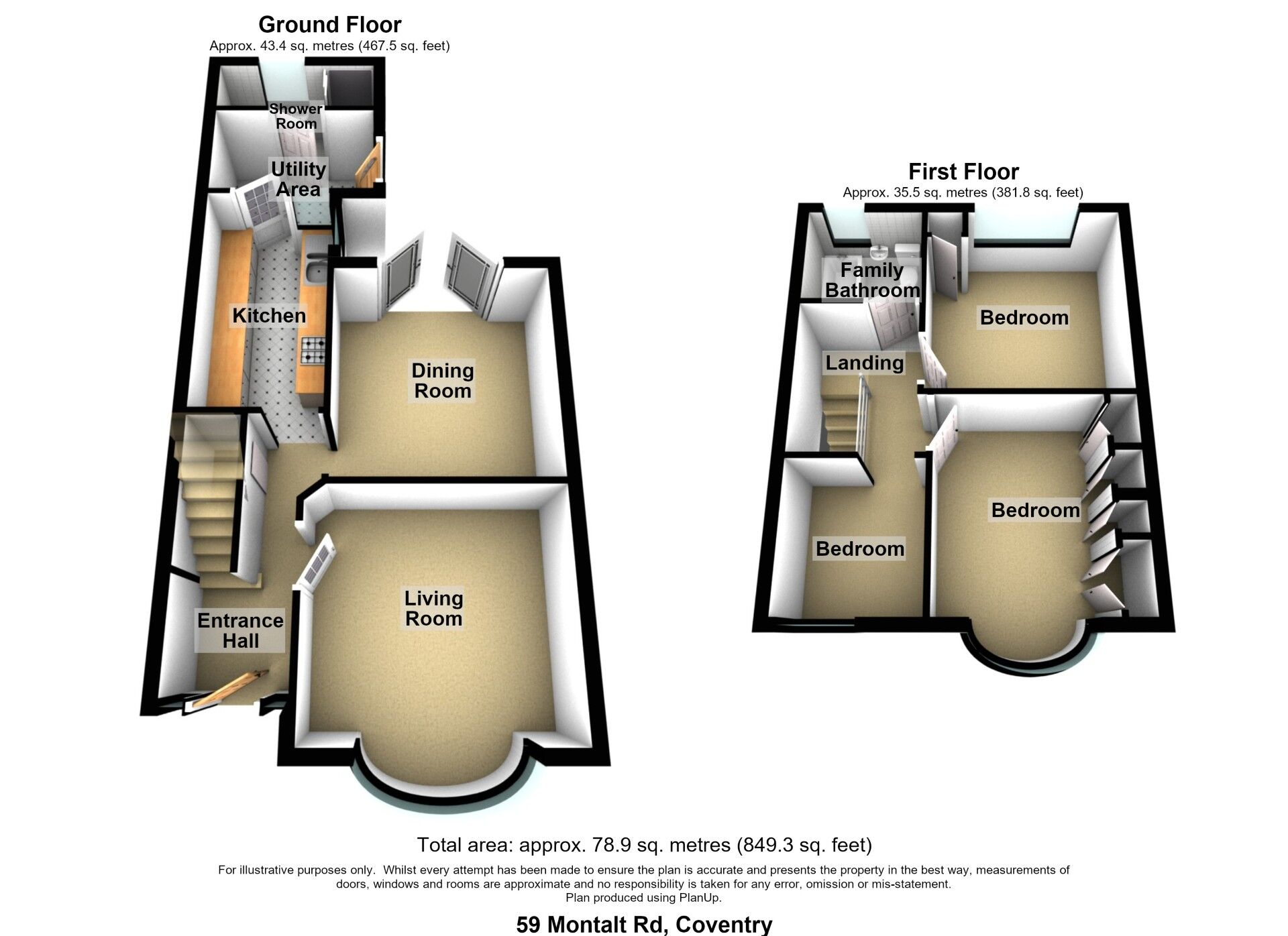 Floorplan of 3 bedroom Mid Terrace House for sale, Montalt Road, Cheylesmore, Coventry, CV3