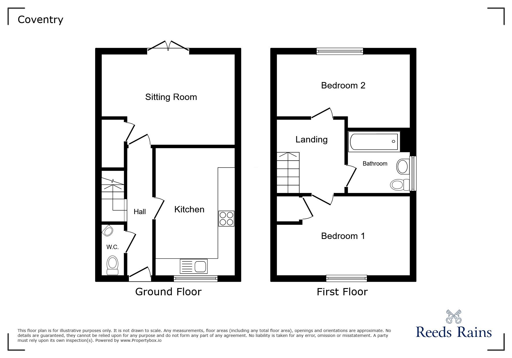 Floorplan of 2 bedroom End Terrace House for sale, Braunton Avenue, Henley Green, Coventry, CV2