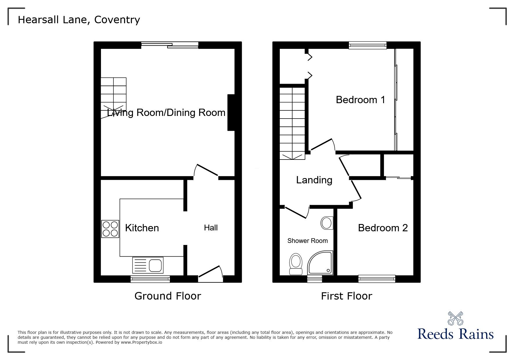 Floorplan of 2 bedroom Mid Terrace House for sale, Hilton Court, Hearsall Lane, Coventry, CV5