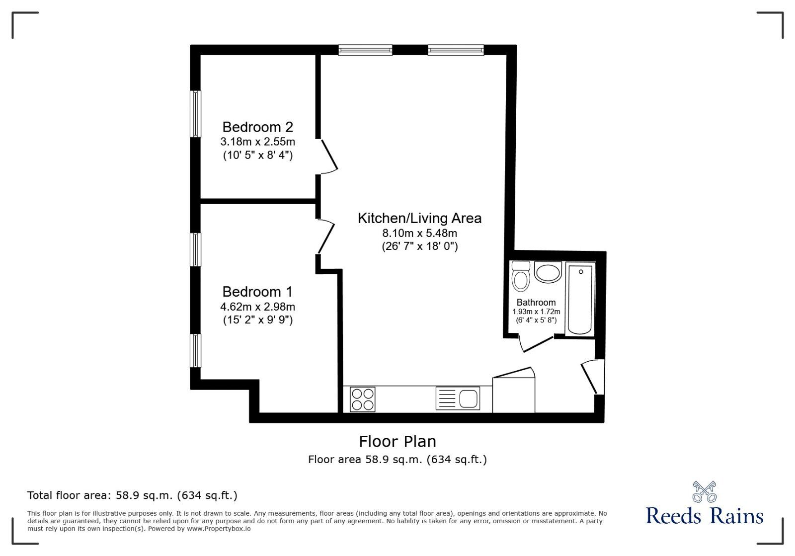 Floorplan of 2 bedroom  Flat for sale, Elisabeth Gardens, Stockport, Greater Manchester, SK5