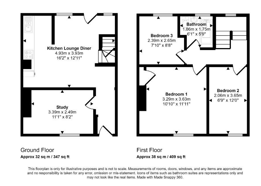 Floorplan of 3 bedroom Mid Terrace House to rent, Otway Street, Preston, Lancashire, PR1