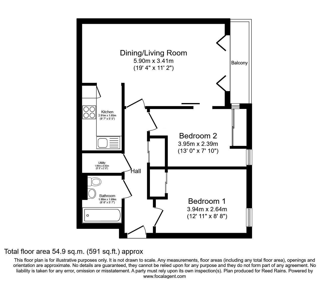Floorplan of 2 bedroom  Flat to rent, Burton Place, Manchester, Greater Manchester, M15