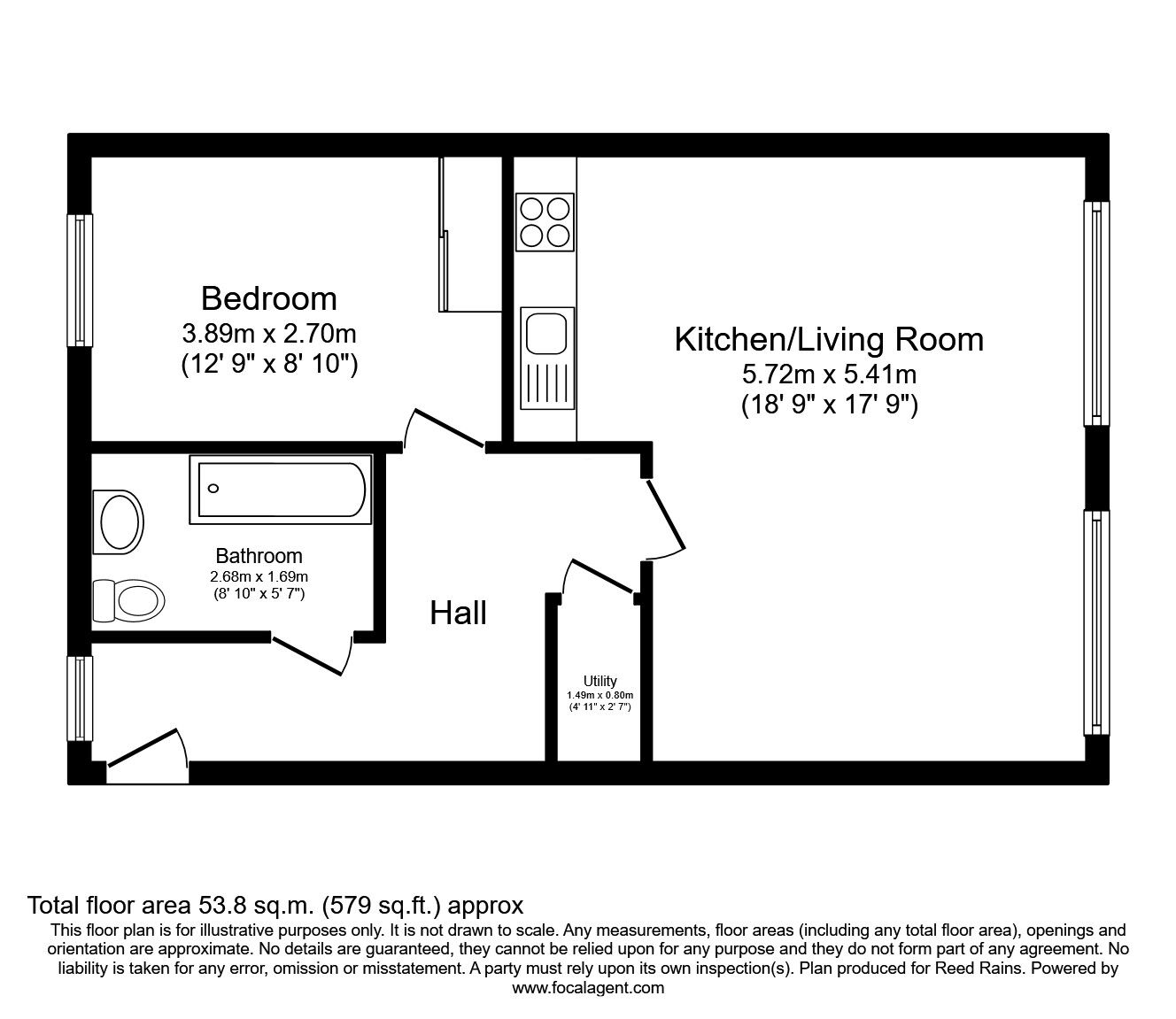 Floorplan of 1 bedroom  Flat to rent, Greencroft Way, Salford, Greater Manchester, M7