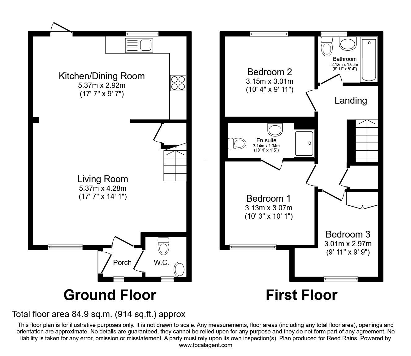 Floorplan of 3 bedroom Semi Detached House to rent, Rylance Street, Manchester, Greater Manchester, M11